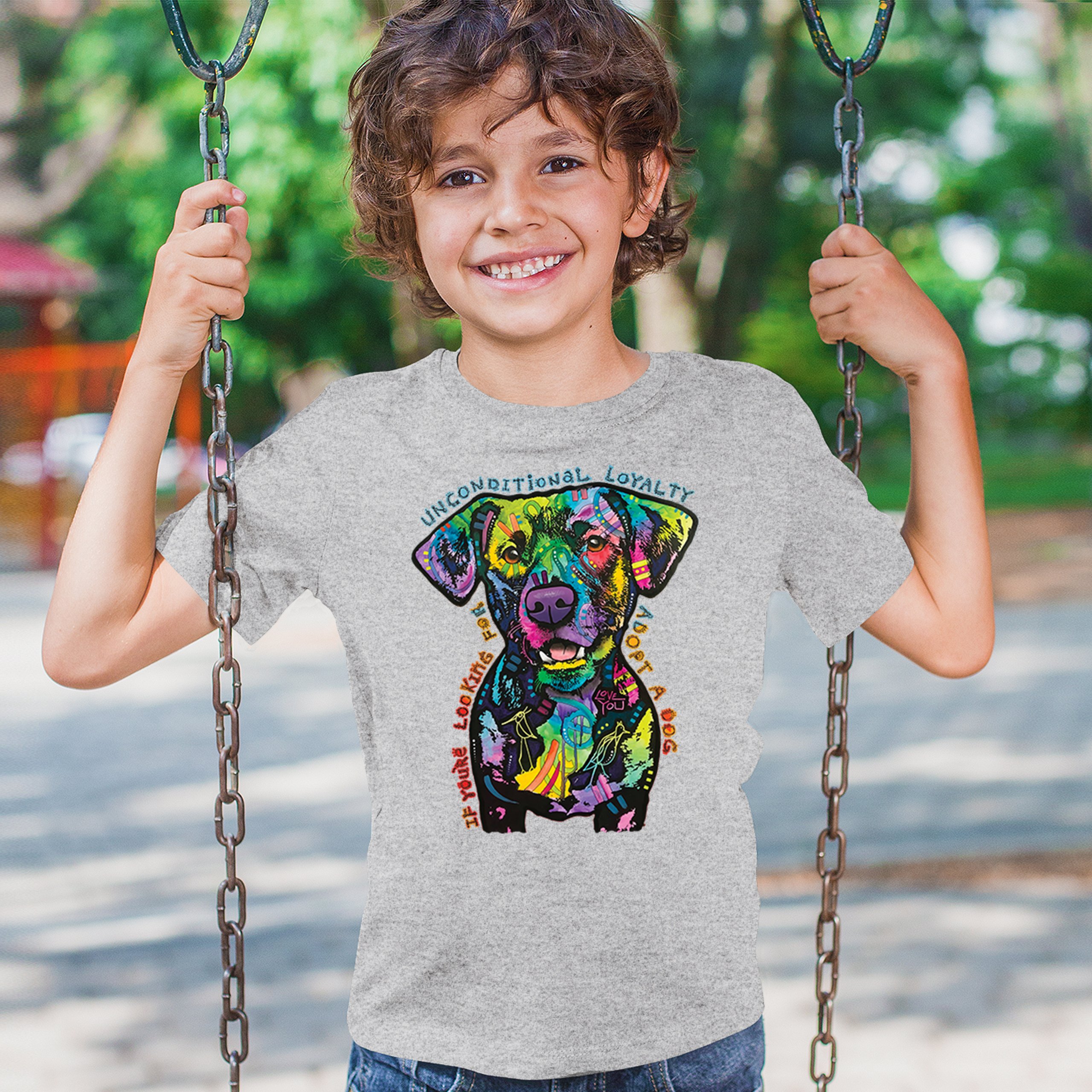 Unconditional Loyalty Youth T-shirt Adopt a Dog Dean Russo Puppy Kids - Picture 12 of 50