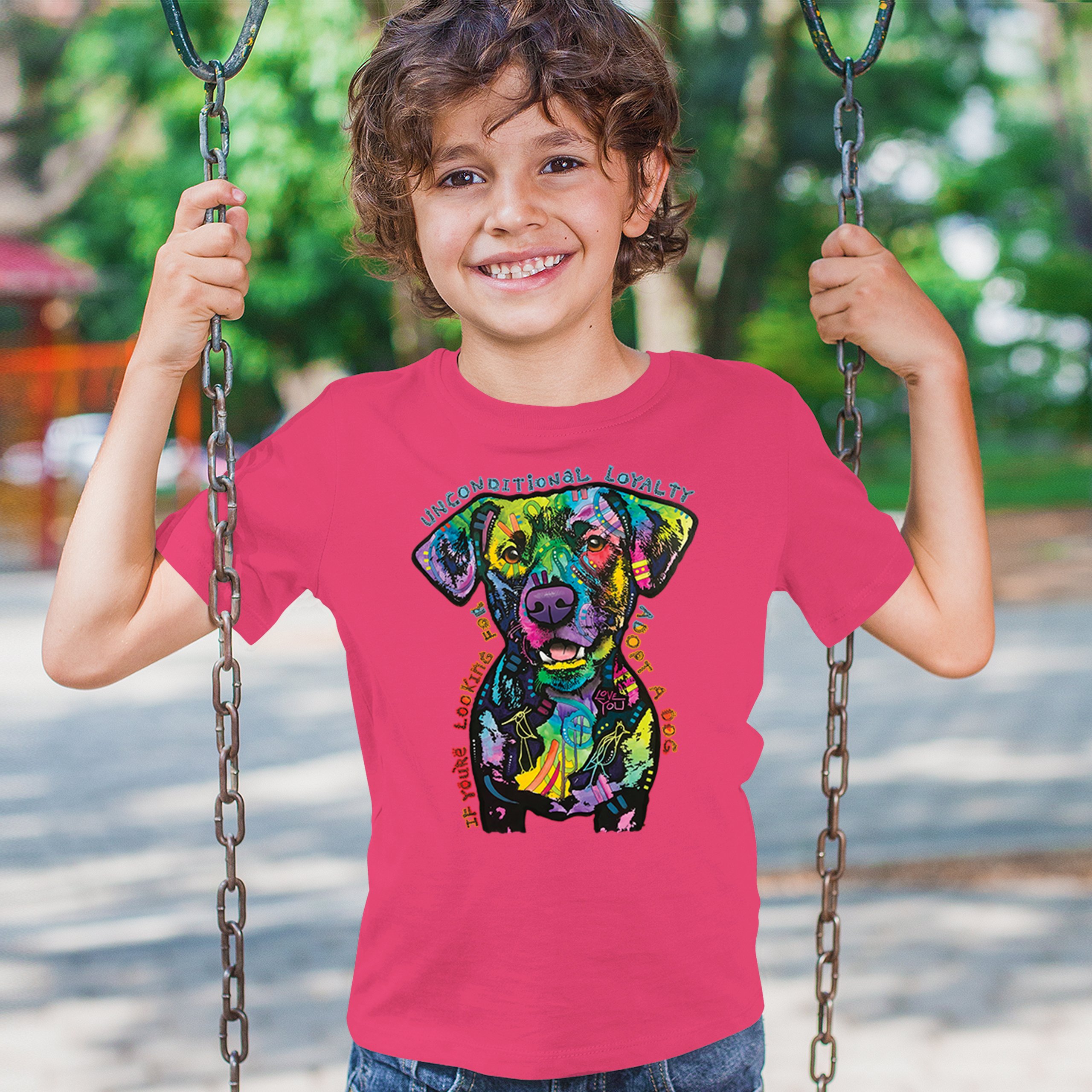 Unconditional Loyalty Youth T-shirt Adopt a Dog Dean Russo Puppy Kids - Picture 47 of 50