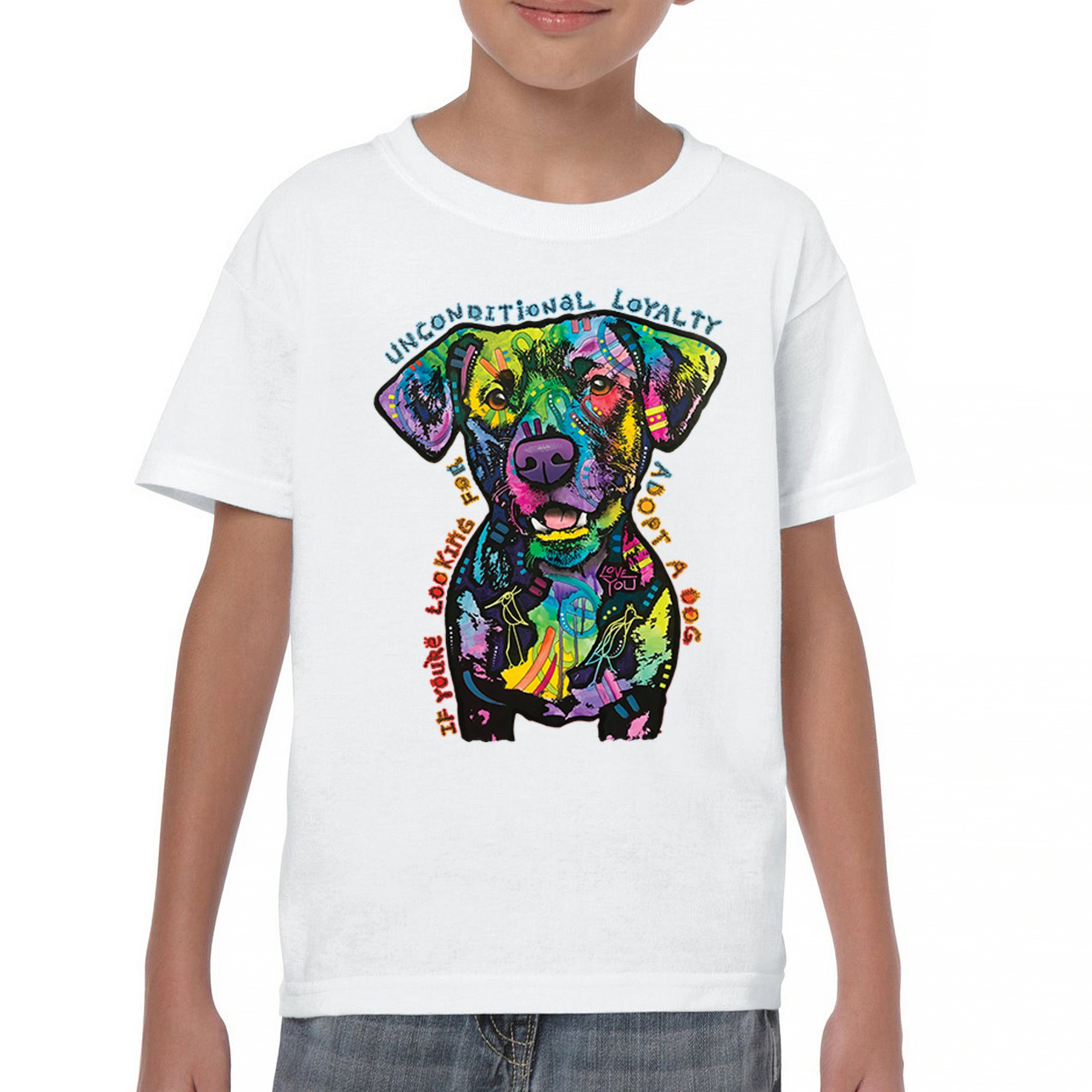 Unconditional Loyalty Youth T-shirt Adopt a Dog Dean Russo Puppy Kids - Picture 23 of 50