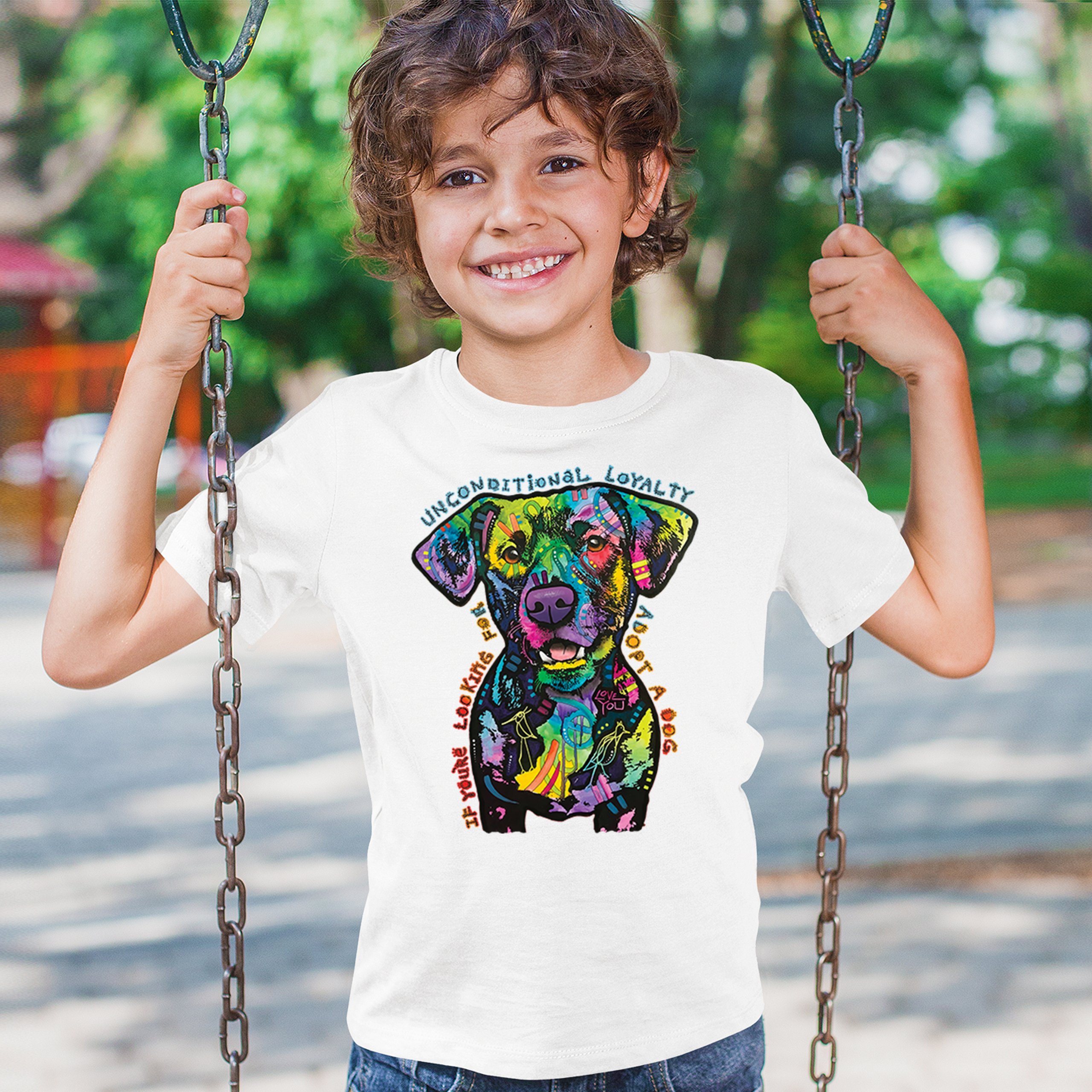 Unconditional Loyalty Youth T-shirt Adopt a Dog Dean Russo Puppy Kids - Picture 26 of 50