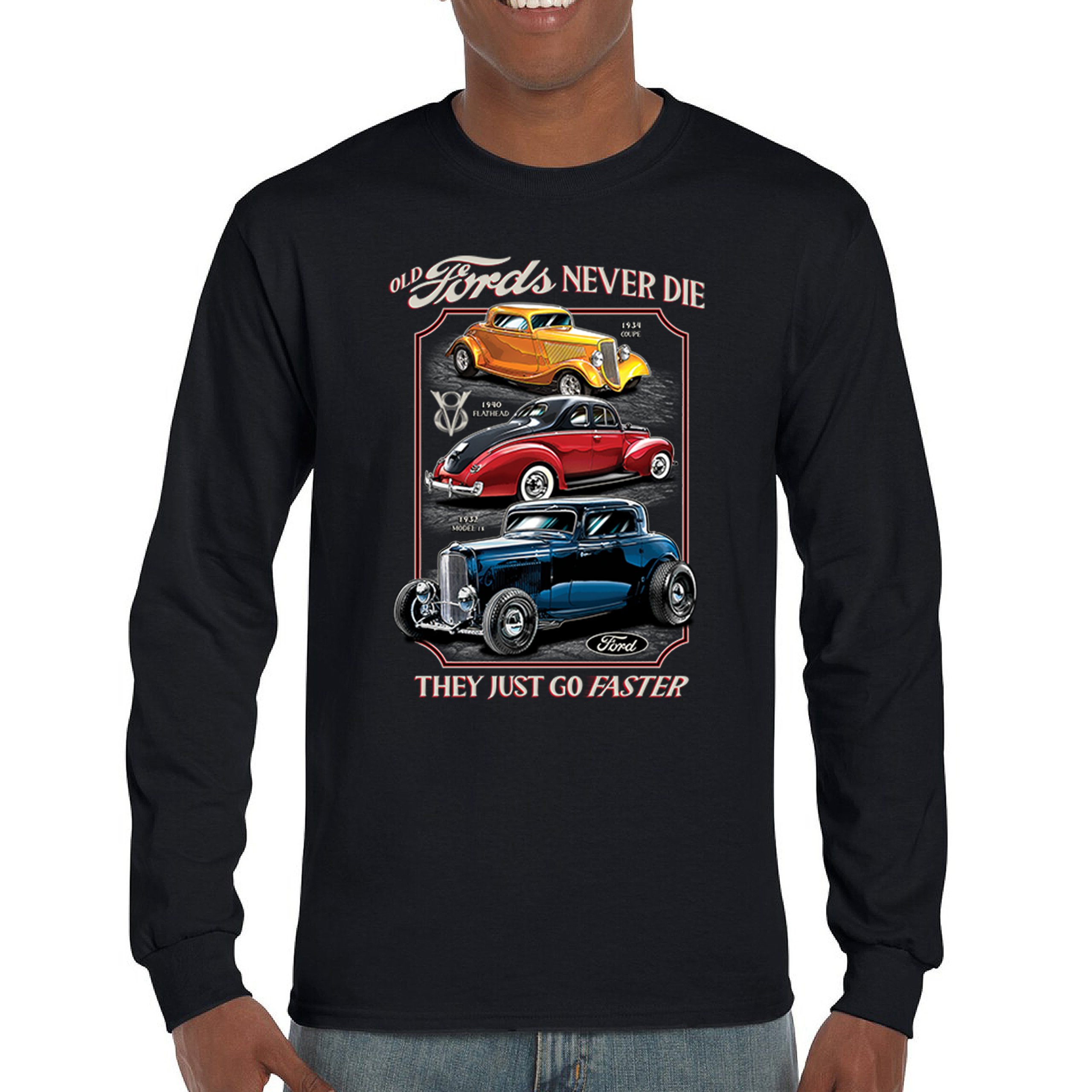 Ford Hot Rod Legends Long Sleeve T-shirt 1932 Model B 1934 Coupe 40 Flathead
