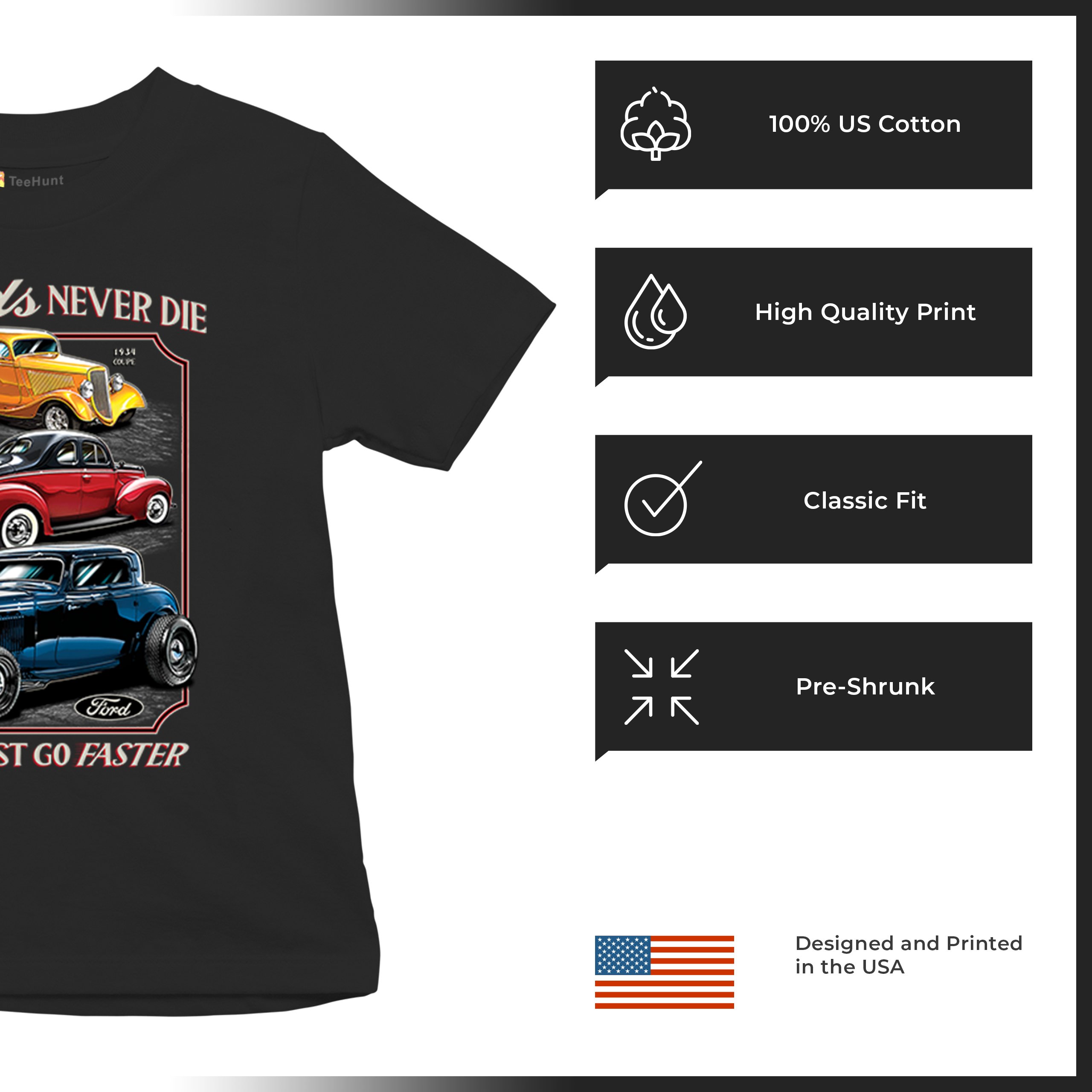 Ford Hot Rod Legends Youth T-shirt 1932 Model B 1934 Coupe 40 Flathead Kids - Picture 7 of 50