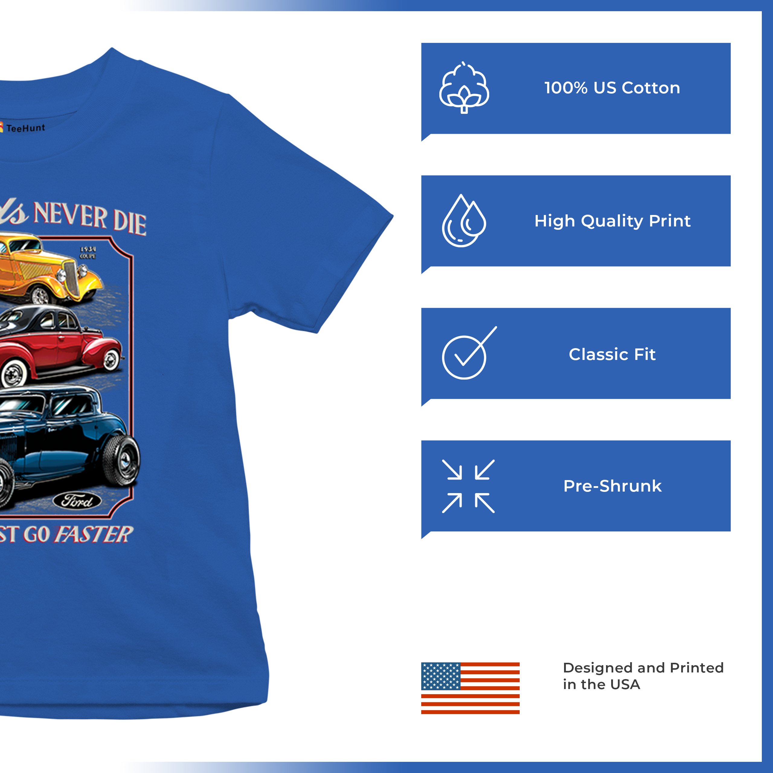Ford Hot Rod Legends Youth T-shirt 1932 Model B 1934 Coupe 40 Flathead Kids - Picture 42 of 50