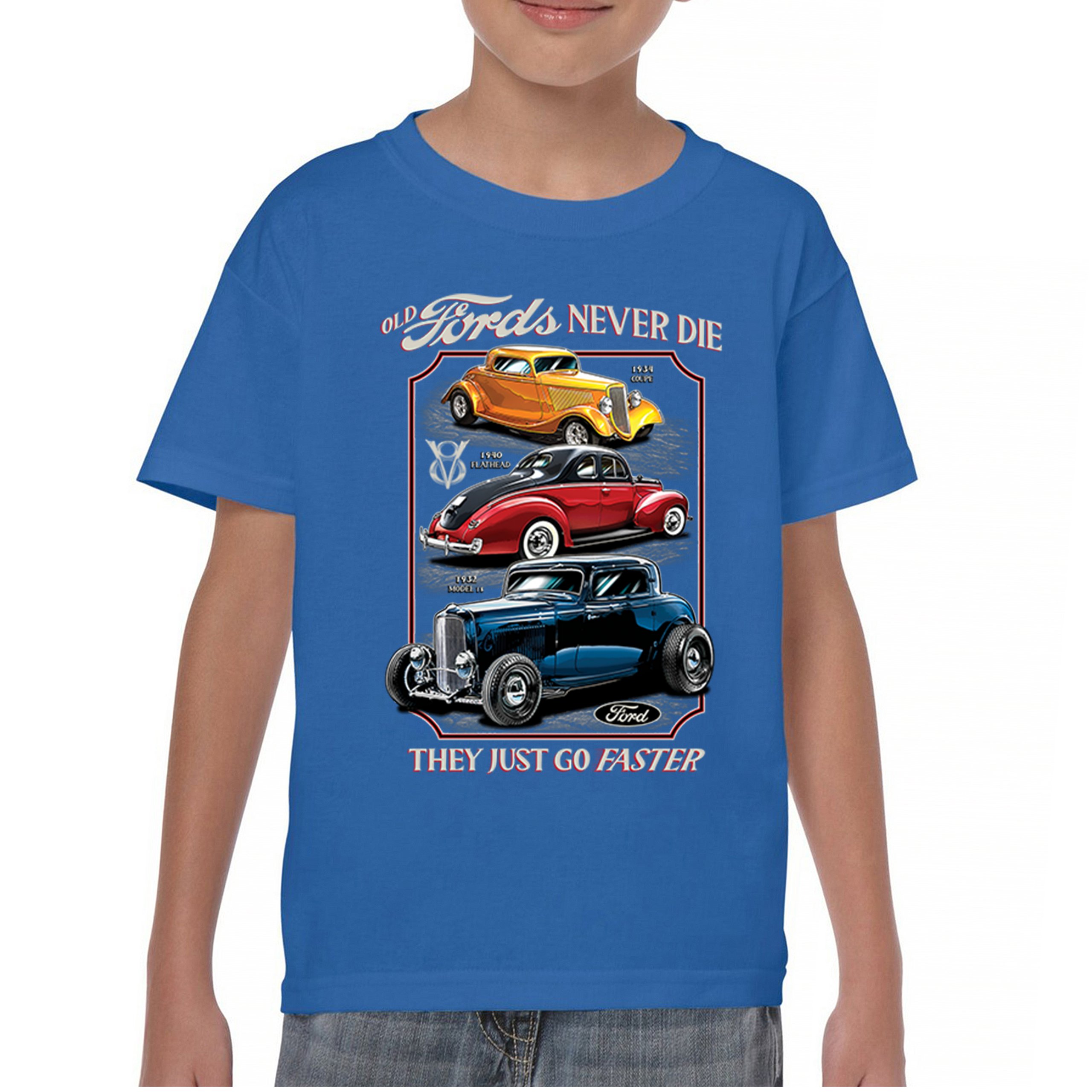 Ford Hot Rod Legends Youth T-shirt 1932 Model B 1934 Coupe 40 Flathead Kids - Picture 37 of 50