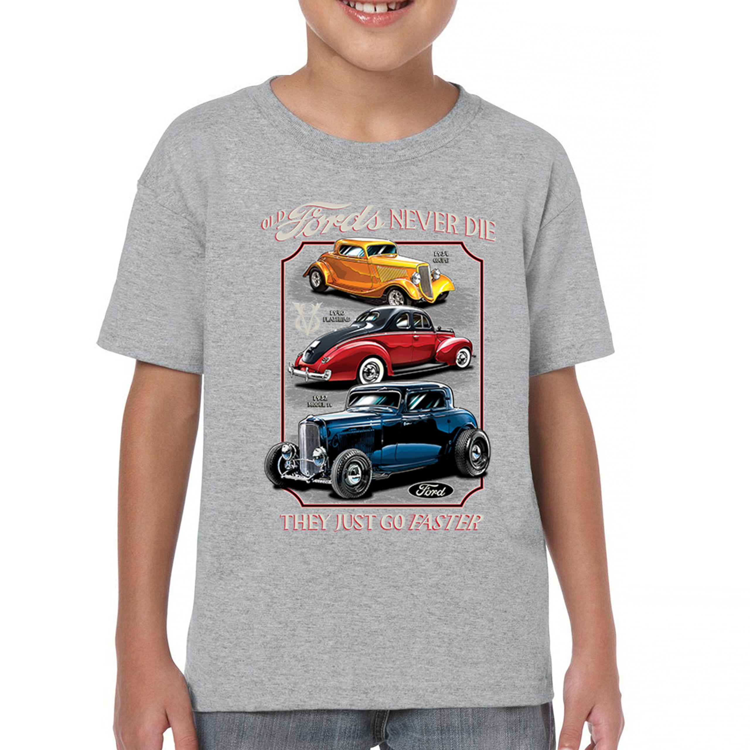 Ford Hot Rod Legends Youth T-shirt 1932 Model B 1934 Coupe 40 Flathead Kids - Picture 9 of 50