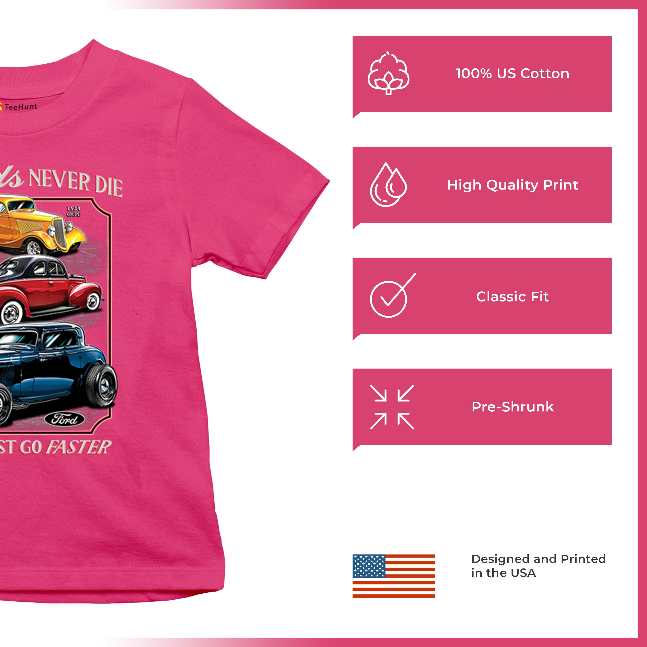 Ford Hot Rod Legends Youth T-shirt 1932 Model B 1934 Coupe 40 Flathead Kids - Picture 49 of 50