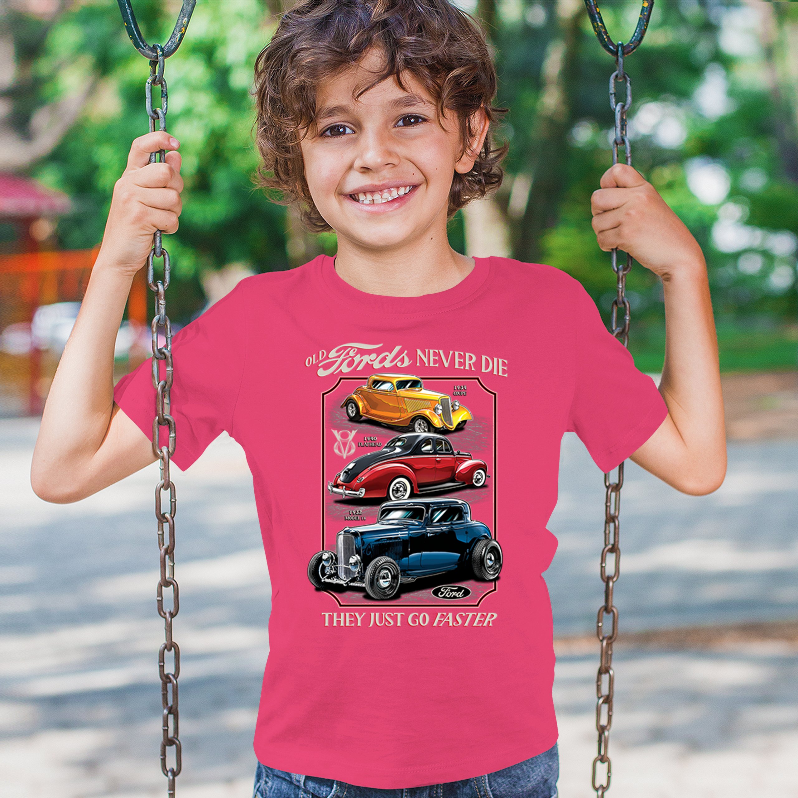 Ford Hot Rod Legends Youth T-shirt 1932 Model B 1934 Coupe 40 Flathead Kids - Picture 47 of 50