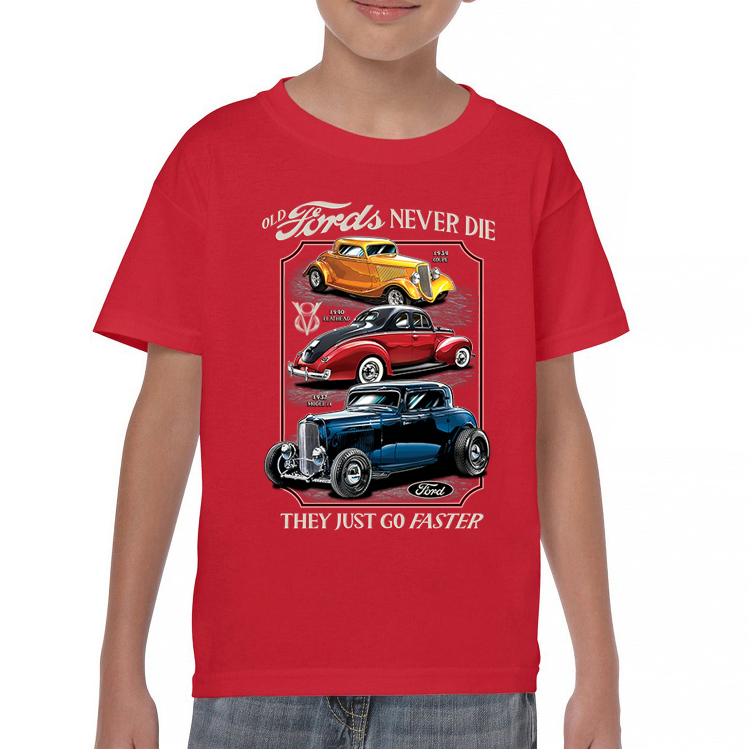 Ford Hot Rod Legends Youth T-shirt 1932 Model B 1934 Coupe 40 Flathead Kids - Picture 16 of 50