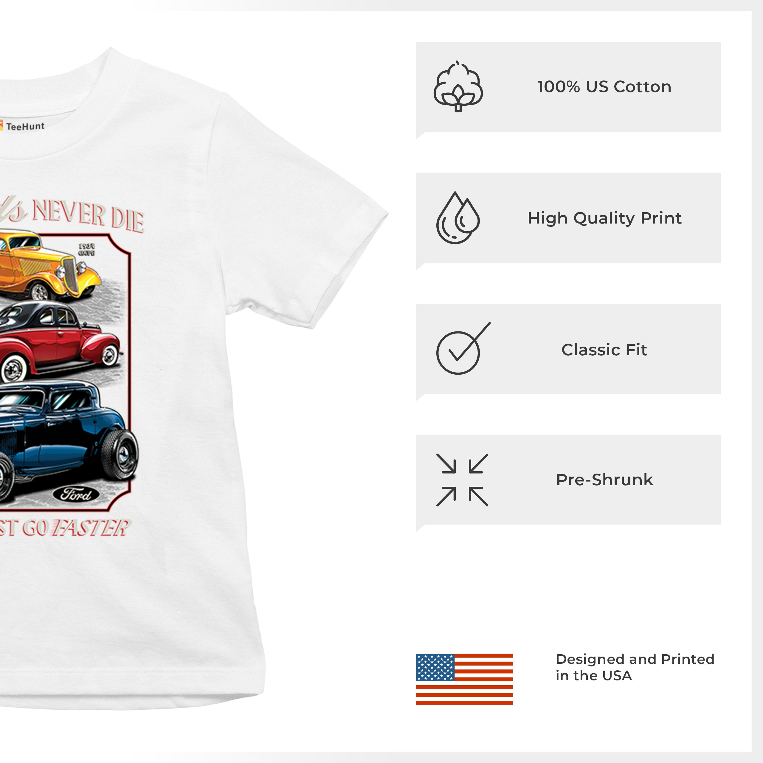 Ford Hot Rod Legends Youth T-shirt 1932 Model B 1934 Coupe 40 Flathead Kids - Picture 28 of 50