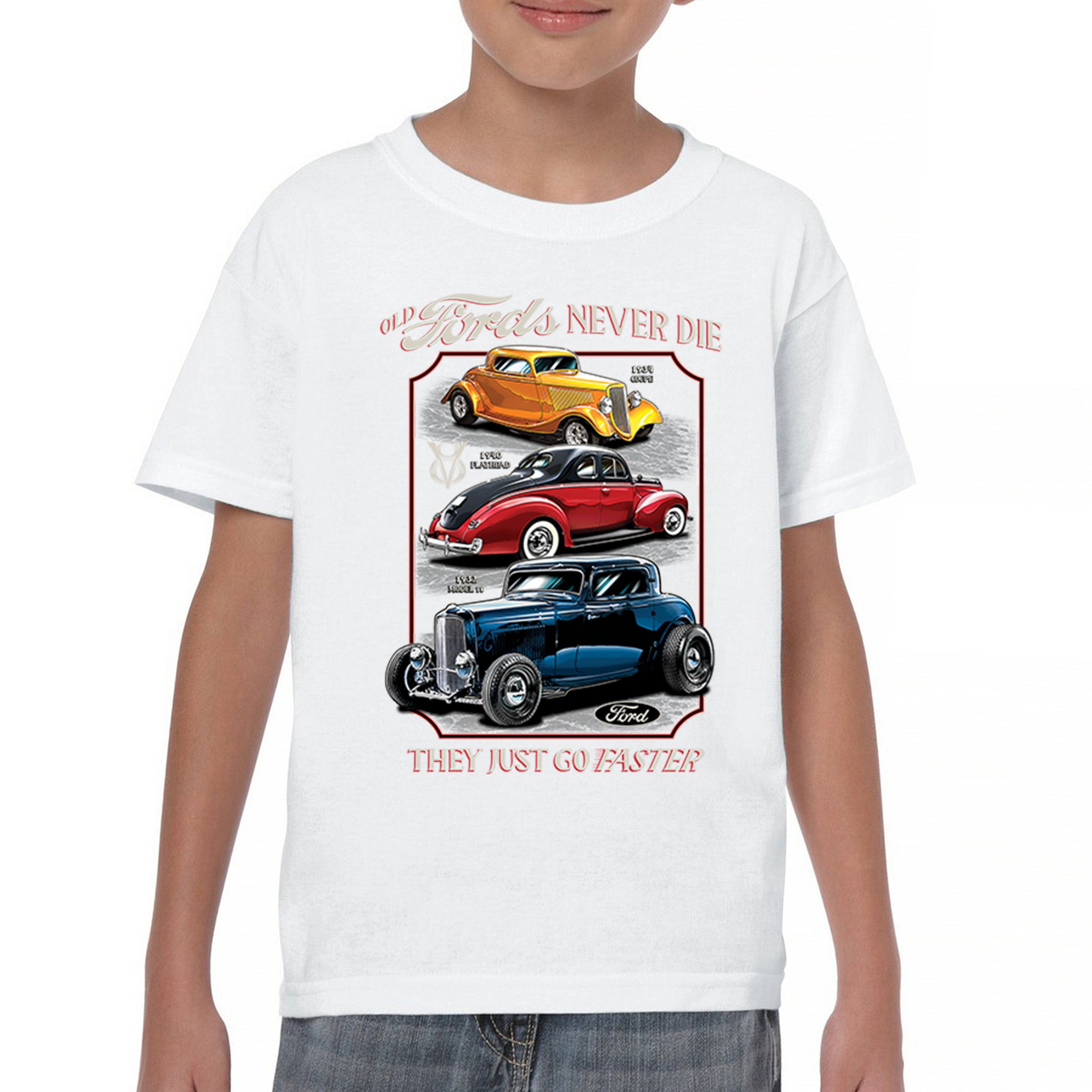 Ford Hot Rod Legends Youth T-shirt 1932 Model B 1934 Coupe 40 Flathead Kids - Picture 23 of 50