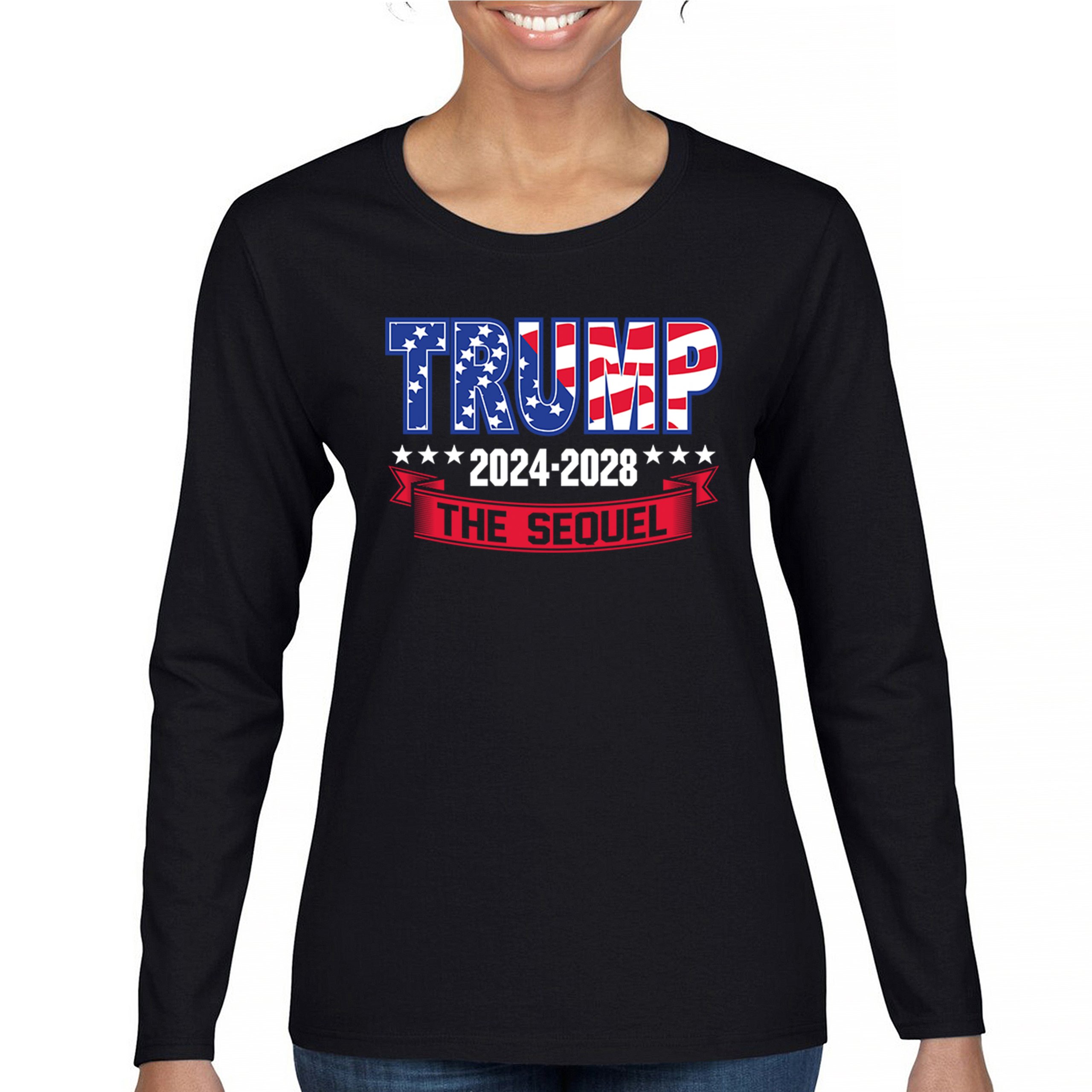 Trump 2024-2028 The Sequel Women's Long Sleeve T-shirt 47 President Vance MAGA