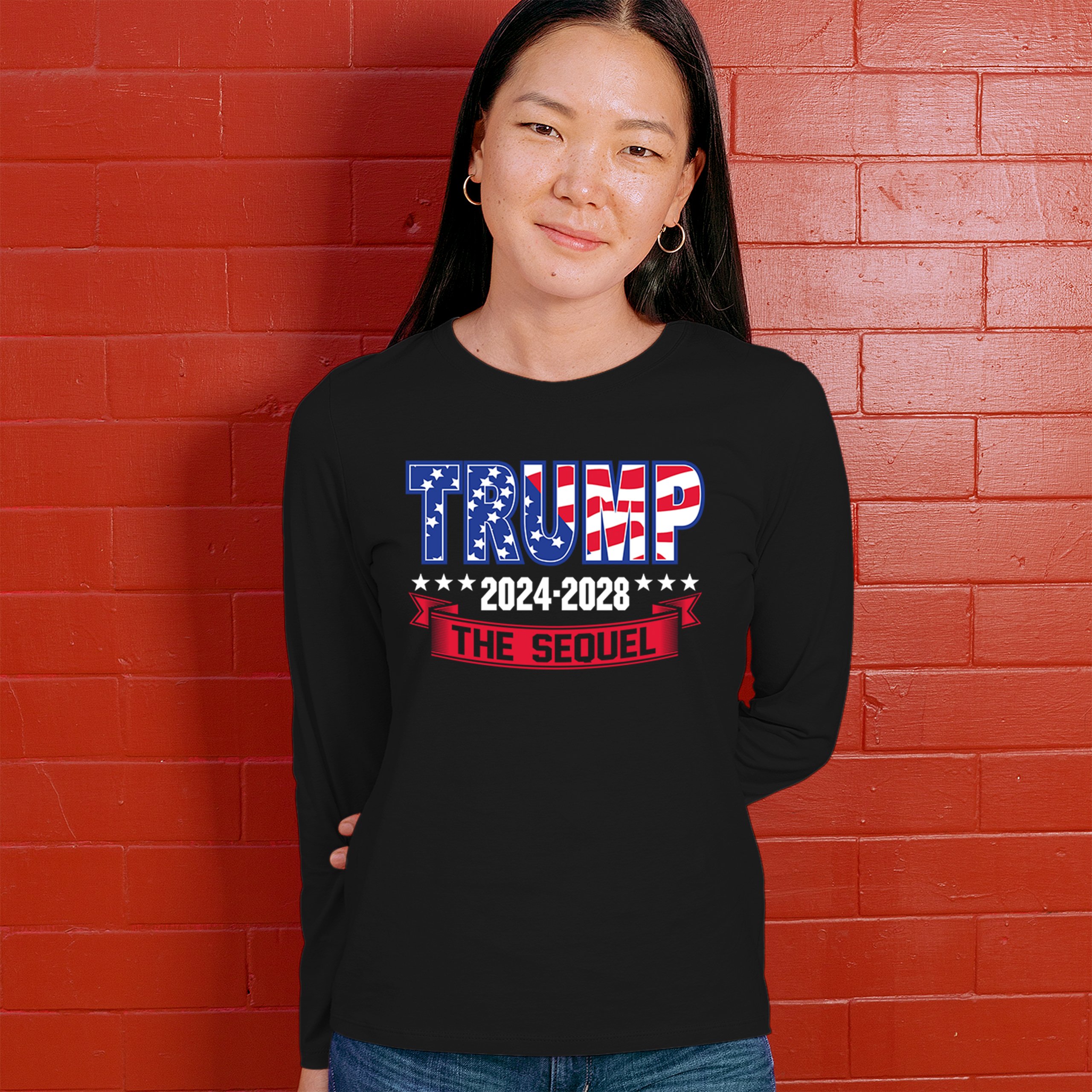 Trump 2024-2028 The Sequel Women's Long Sleeve T-shirt 47 President Vance MAGA