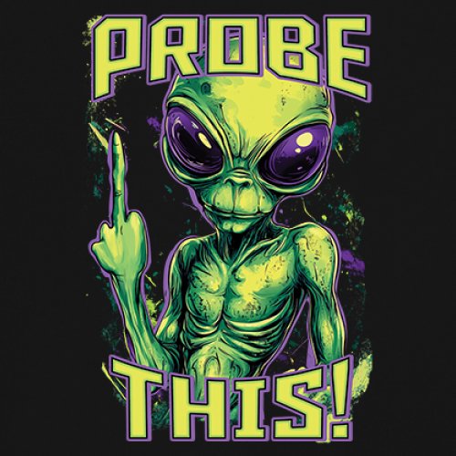 ALTRA T shirt uomo Probe This Mean Alien divertente sarcastico dito medio UFO