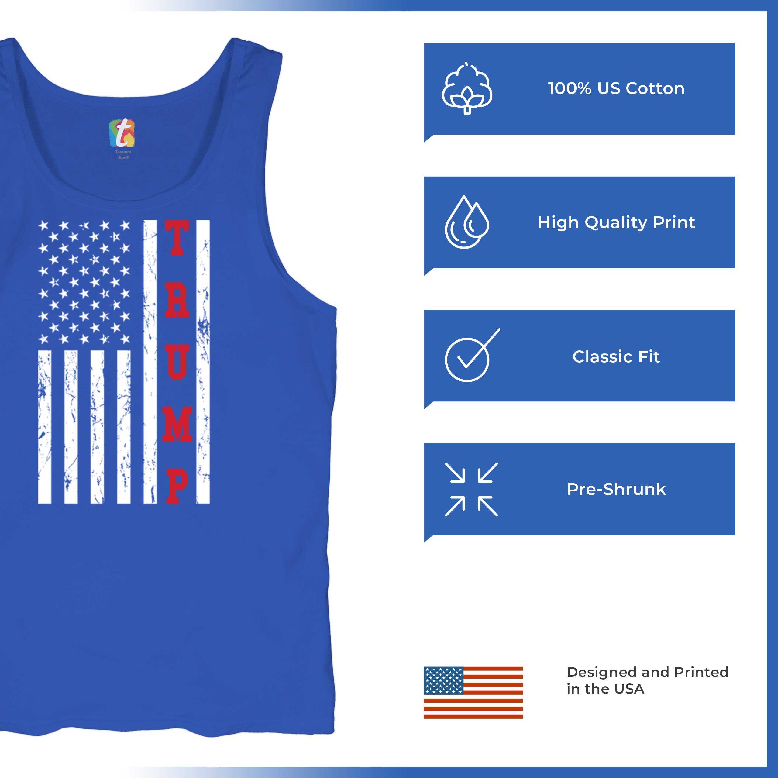 Trump American Flag 2024 Tank Top MAGA America First Republican FJB Men's Top - Picture 28 of 29