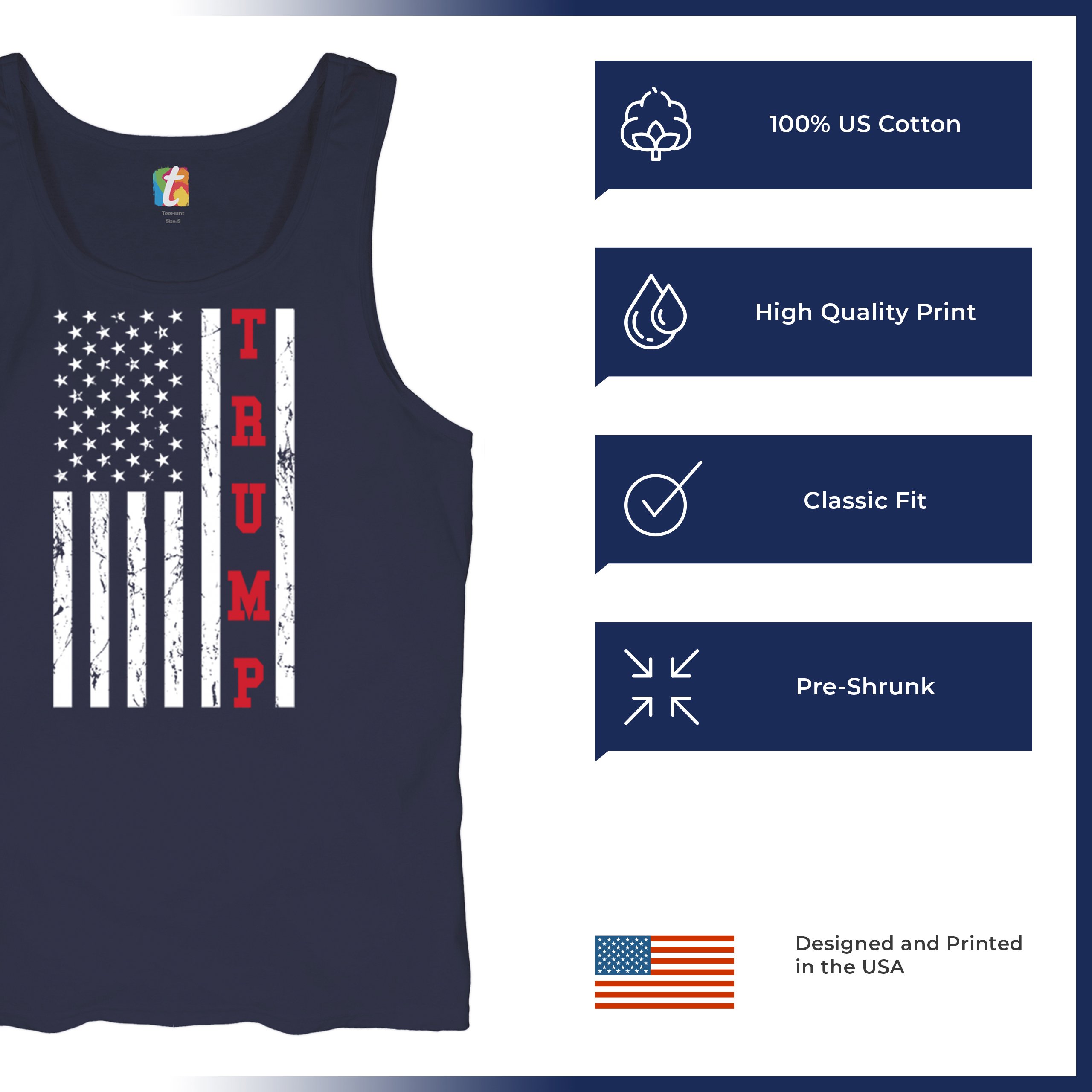 Trump American Flag 2024 Tank Top MAGA America First Republican FJB Men's Top - Picture 21 of 29