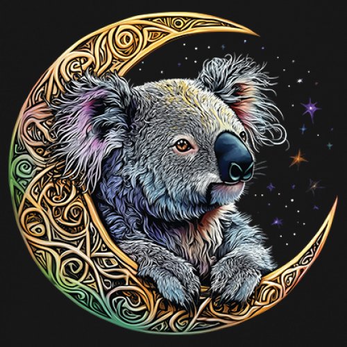 Celtic Moon Koala Youth T-shirt Spiritual Lunar Forest Animal Wildlife Kids - Picture 4 of 50