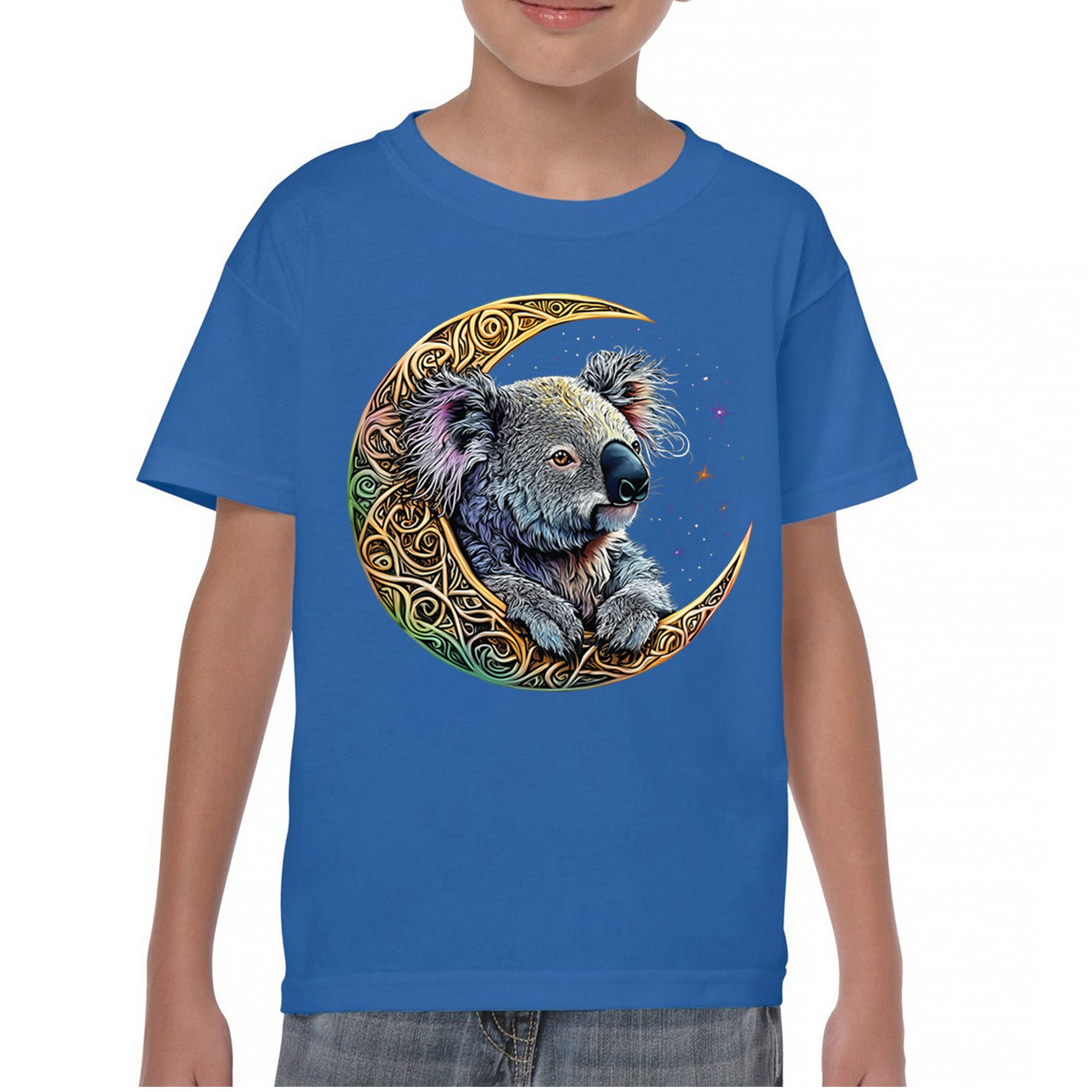 Celtic Moon Koala Youth T-shirt Spiritual Lunar Forest Animal Wildlife Kids - Picture 37 of 50