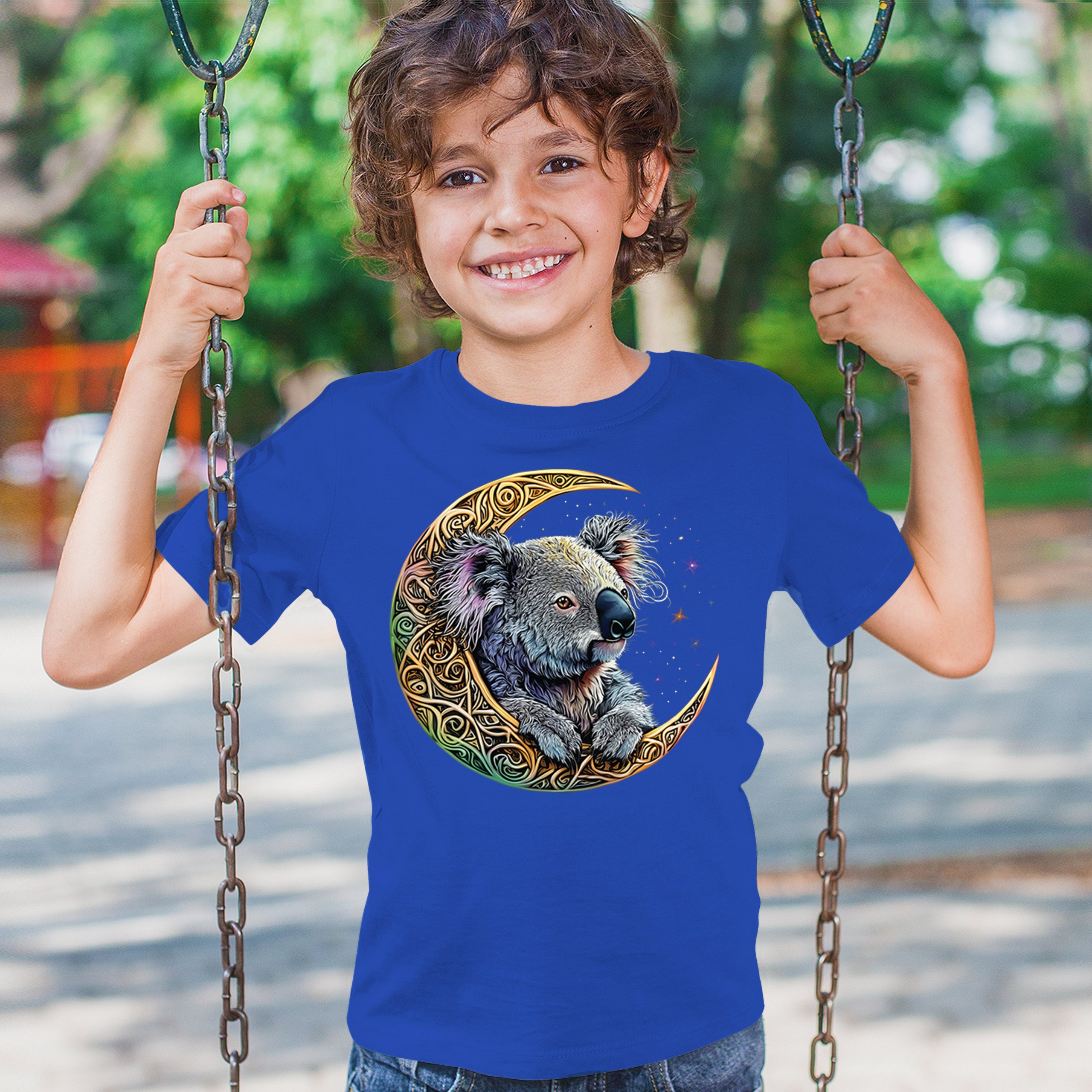 Celtic Moon Koala Youth T-shirt Spiritual Lunar Forest Animal Wildlife Kids - Picture 40 of 50
