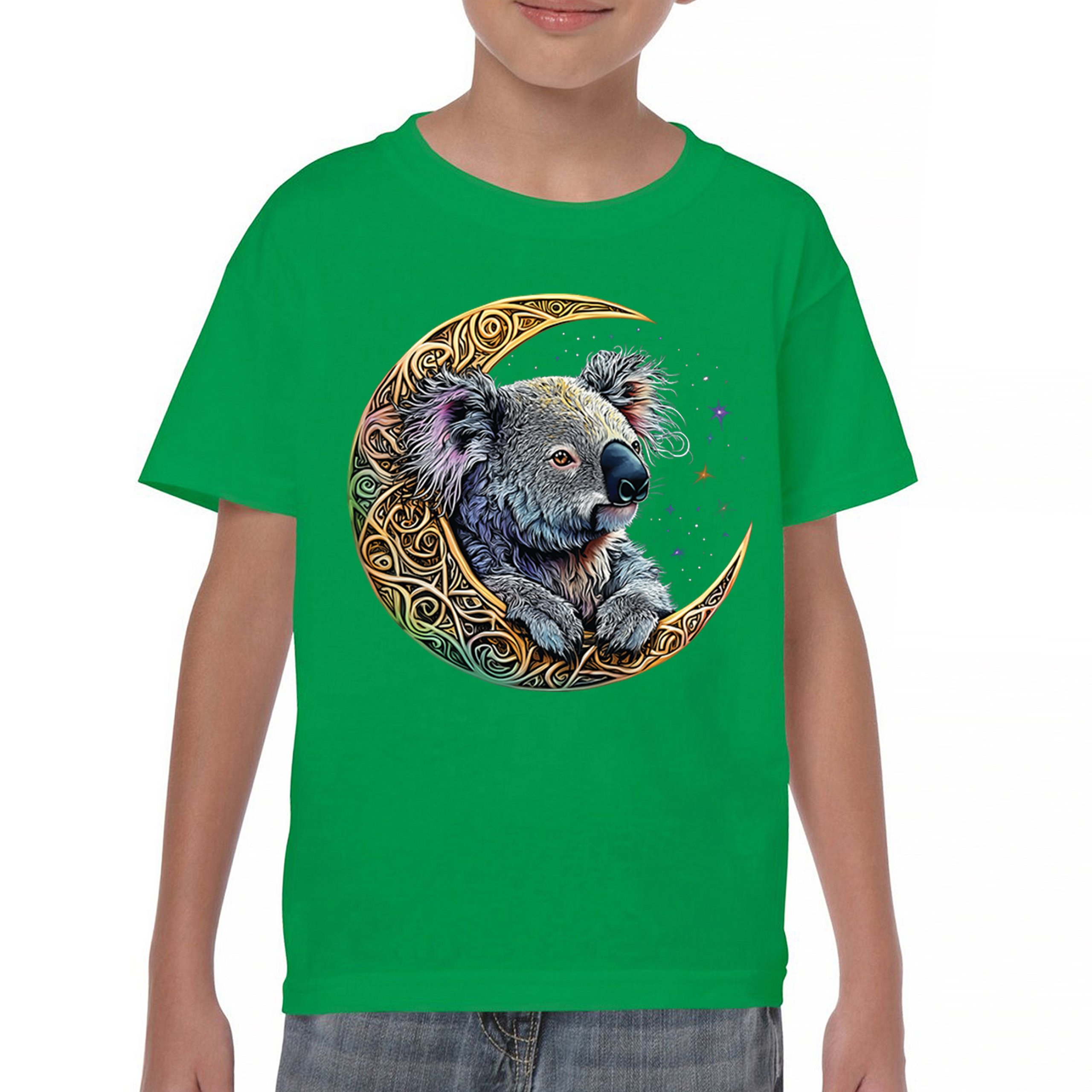 Celtic Moon Koala Youth T-shirt Spiritual Lunar Forest Animal Wildlife Kids - Picture 30 of 50