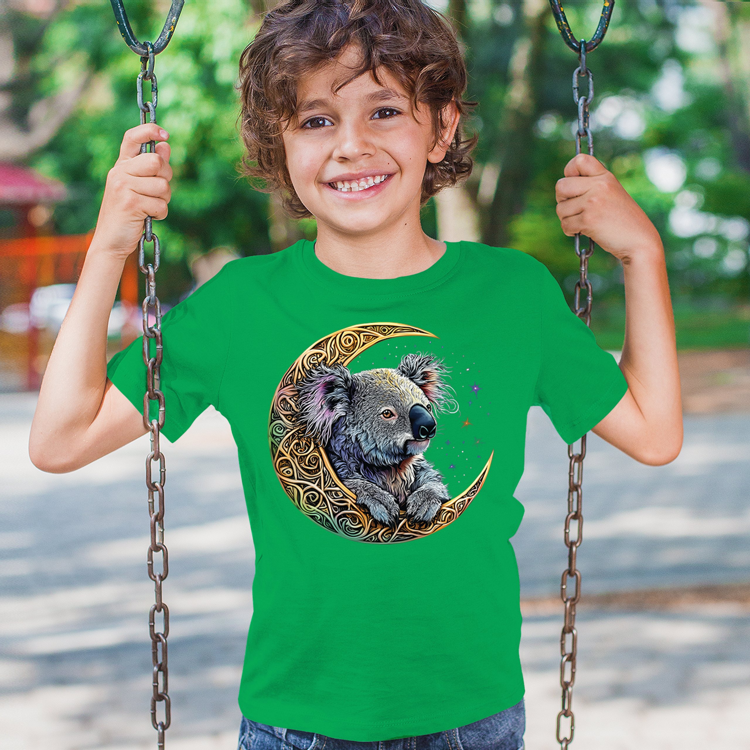 Celtic Moon Koala Youth T-shirt Spiritual Lunar Forest Animal Wildlife Kids - Picture 33 of 50