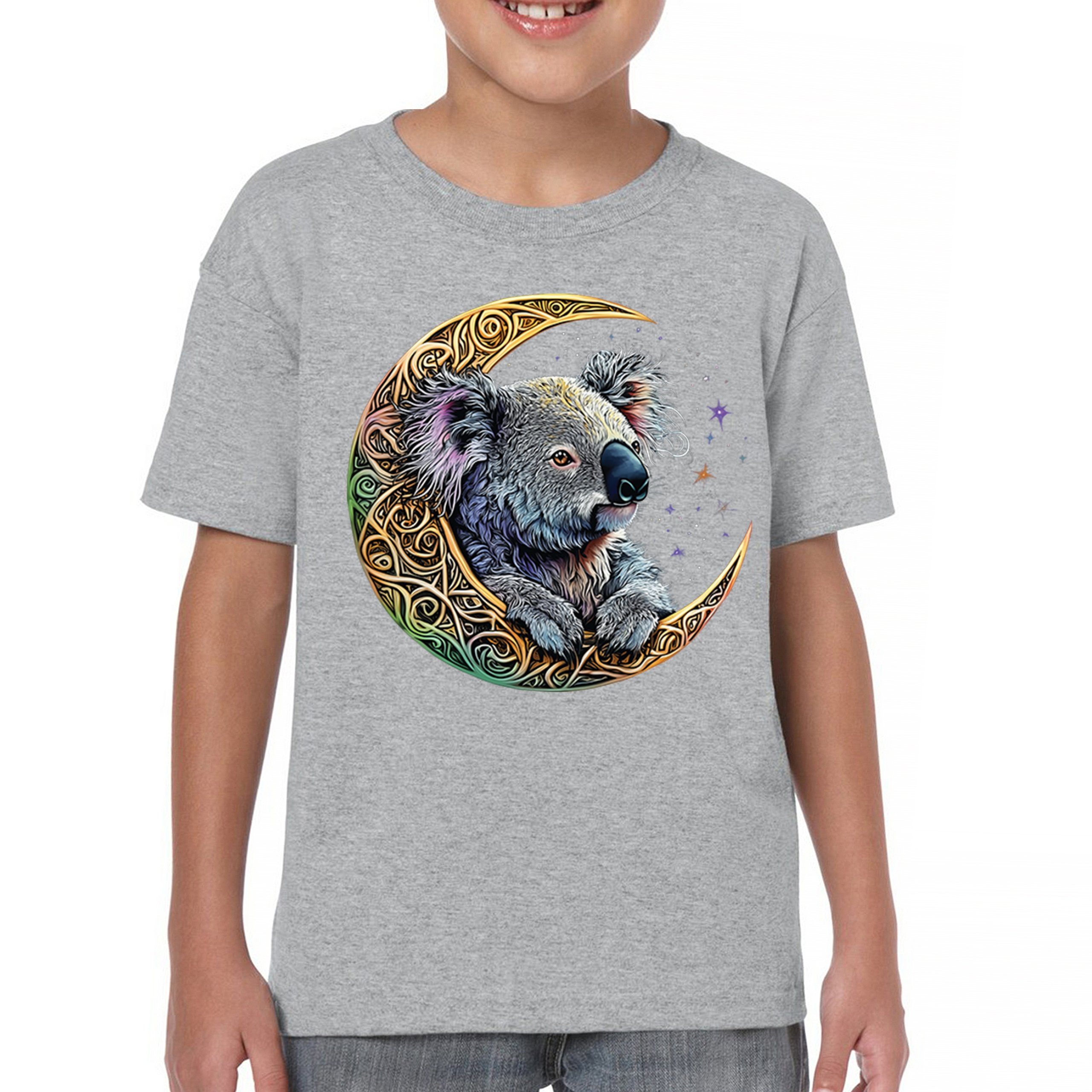 Celtic Moon Koala Youth T-shirt Spiritual Lunar Forest Animal Wildlife Kids - Picture 9 of 50