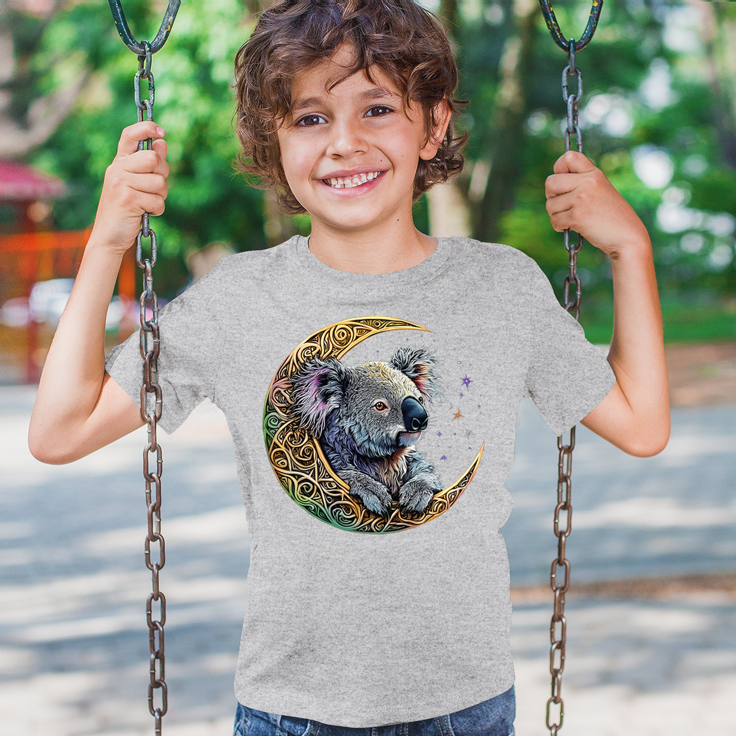 Celtic Moon Koala Youth T-shirt Spiritual Lunar Forest Animal Wildlife Kids - Picture 12 of 50