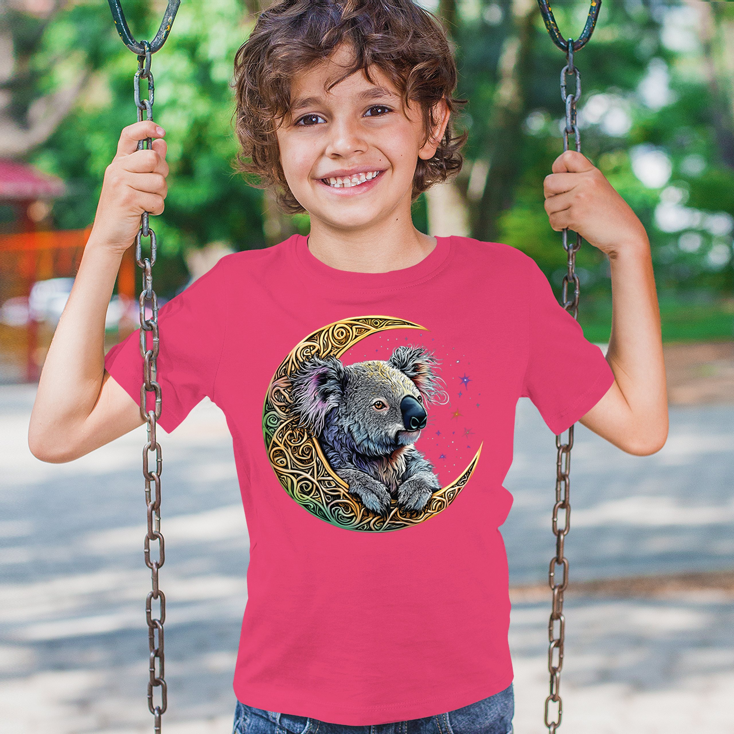 Celtic Moon Koala Youth T-shirt Spiritual Lunar Forest Animal Wildlife Kids - Picture 47 of 50