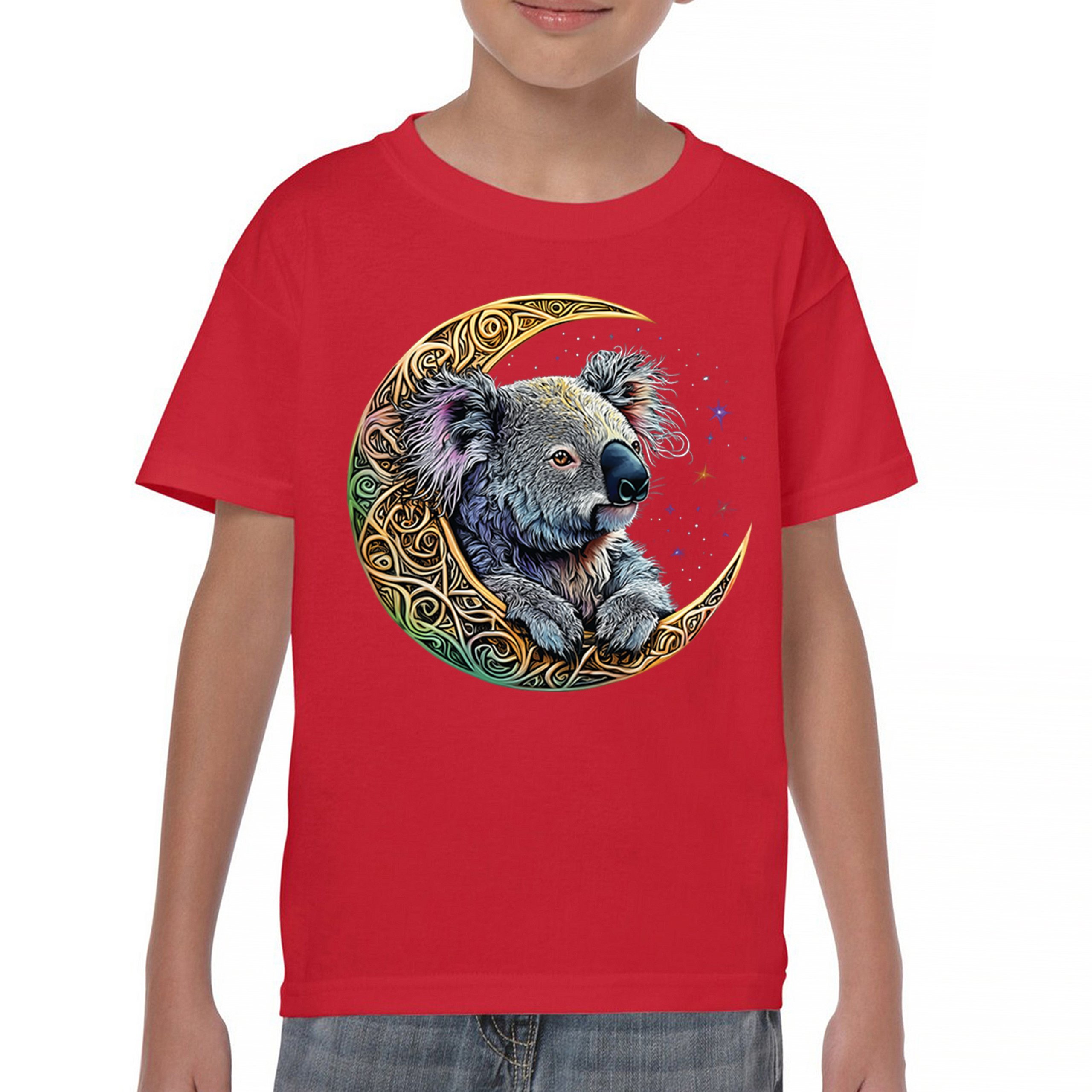 Celtic Moon Koala Youth T-shirt Spiritual Lunar Forest Animal Wildlife Kids - Picture 16 of 50