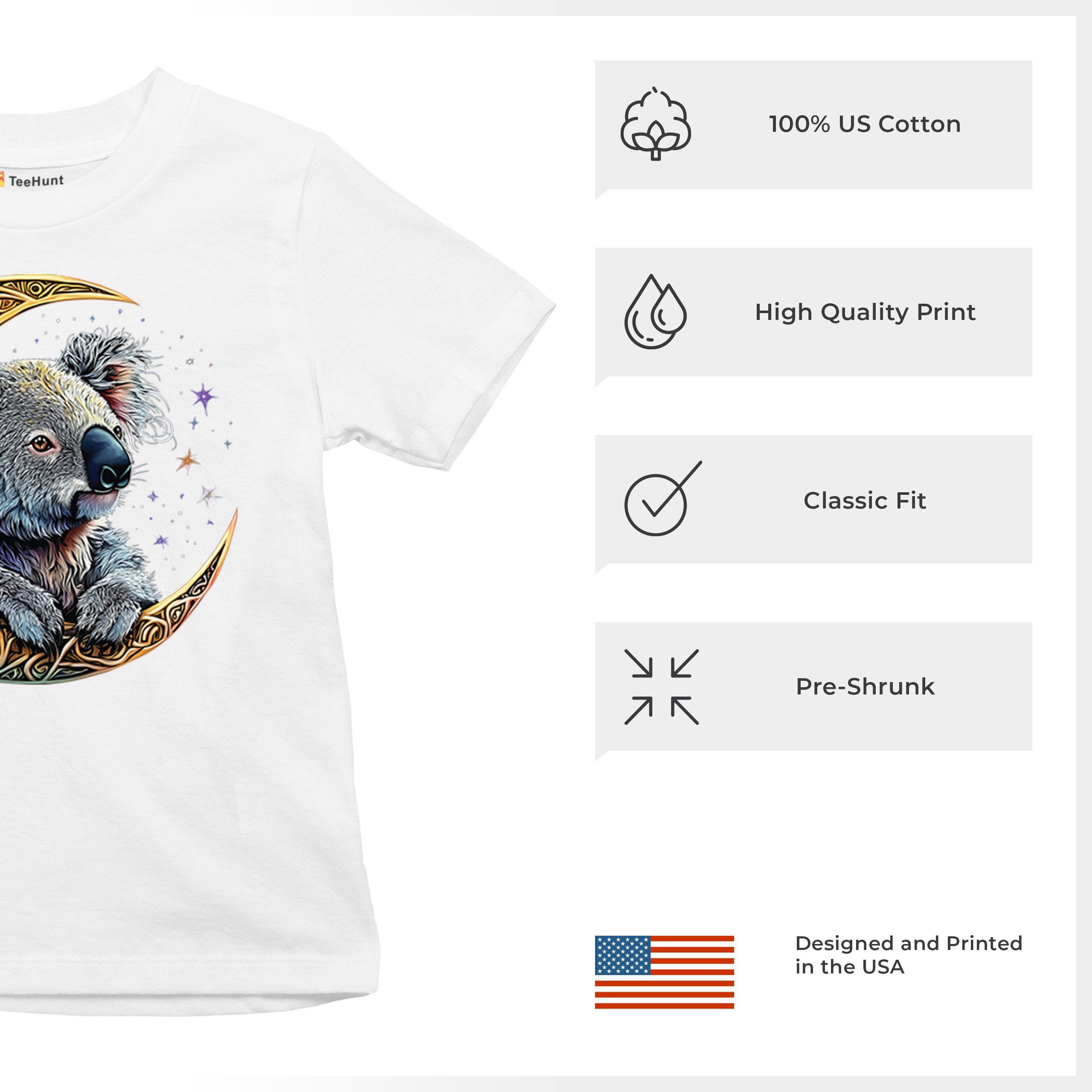 Celtic Moon Koala Youth T-shirt Spiritual Lunar Forest Animal Wildlife Kids - Picture 28 of 50