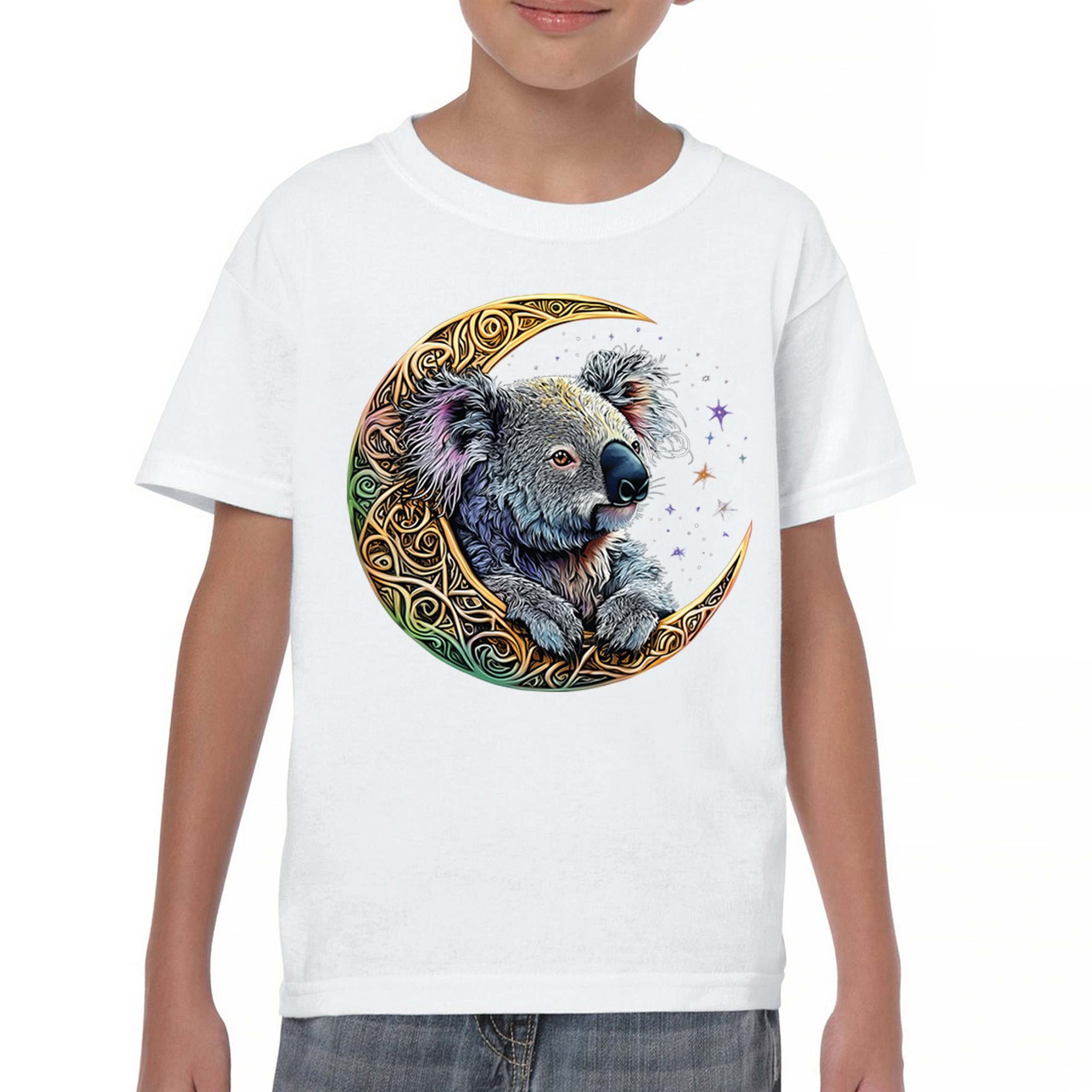 Celtic Moon Koala Youth T-shirt Spiritual Lunar Forest Animal Wildlife Kids - Picture 23 of 50
