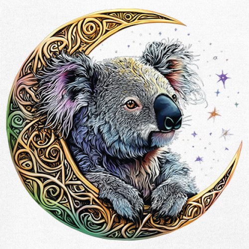 Celtic Moon Koala Youth T-shirt Spiritual Lunar Forest Animal Wildlife Kids - Picture 25 of 50