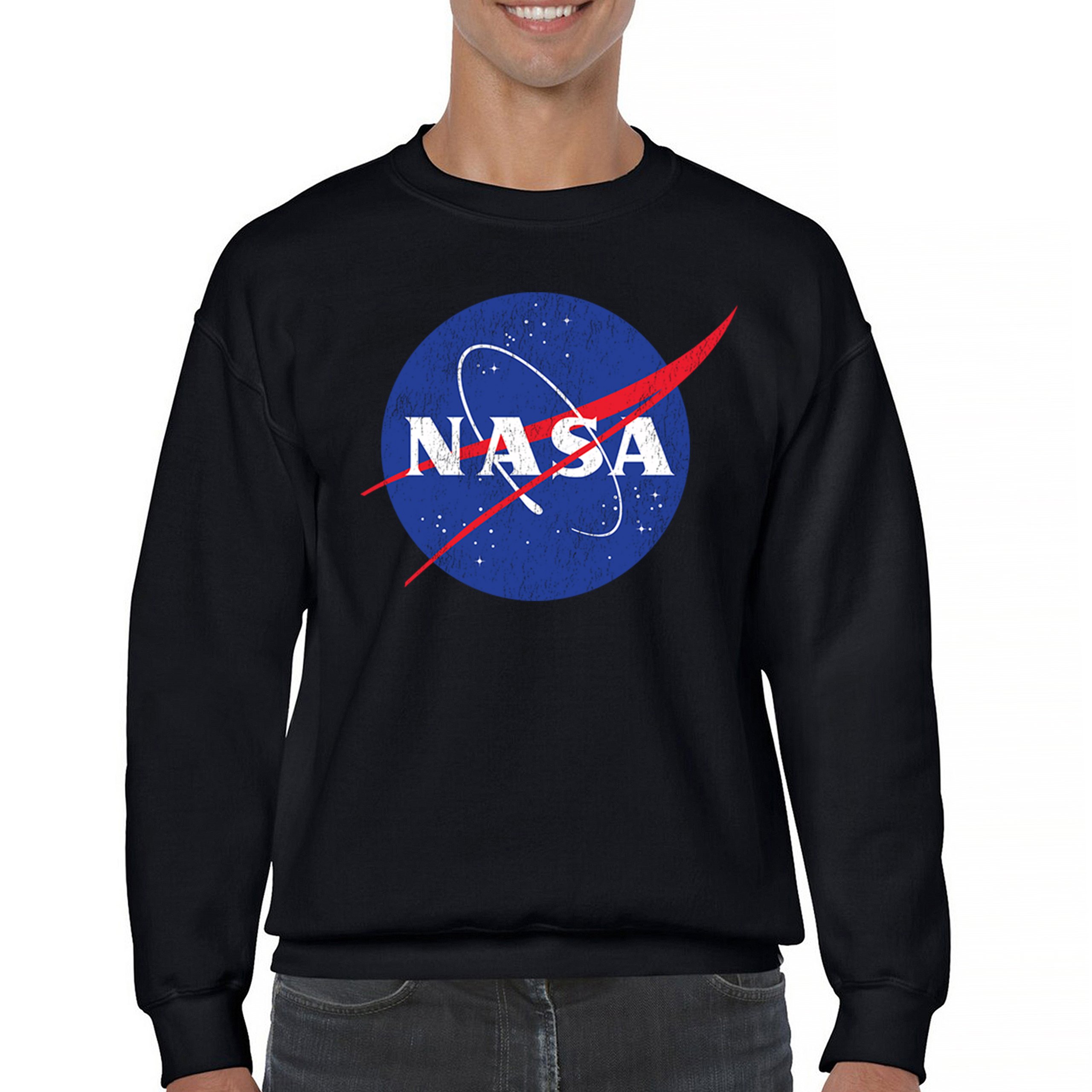 NASA Meatball Logo Crewneck Sweatshirt American Astronaut Space UFO Souvenir