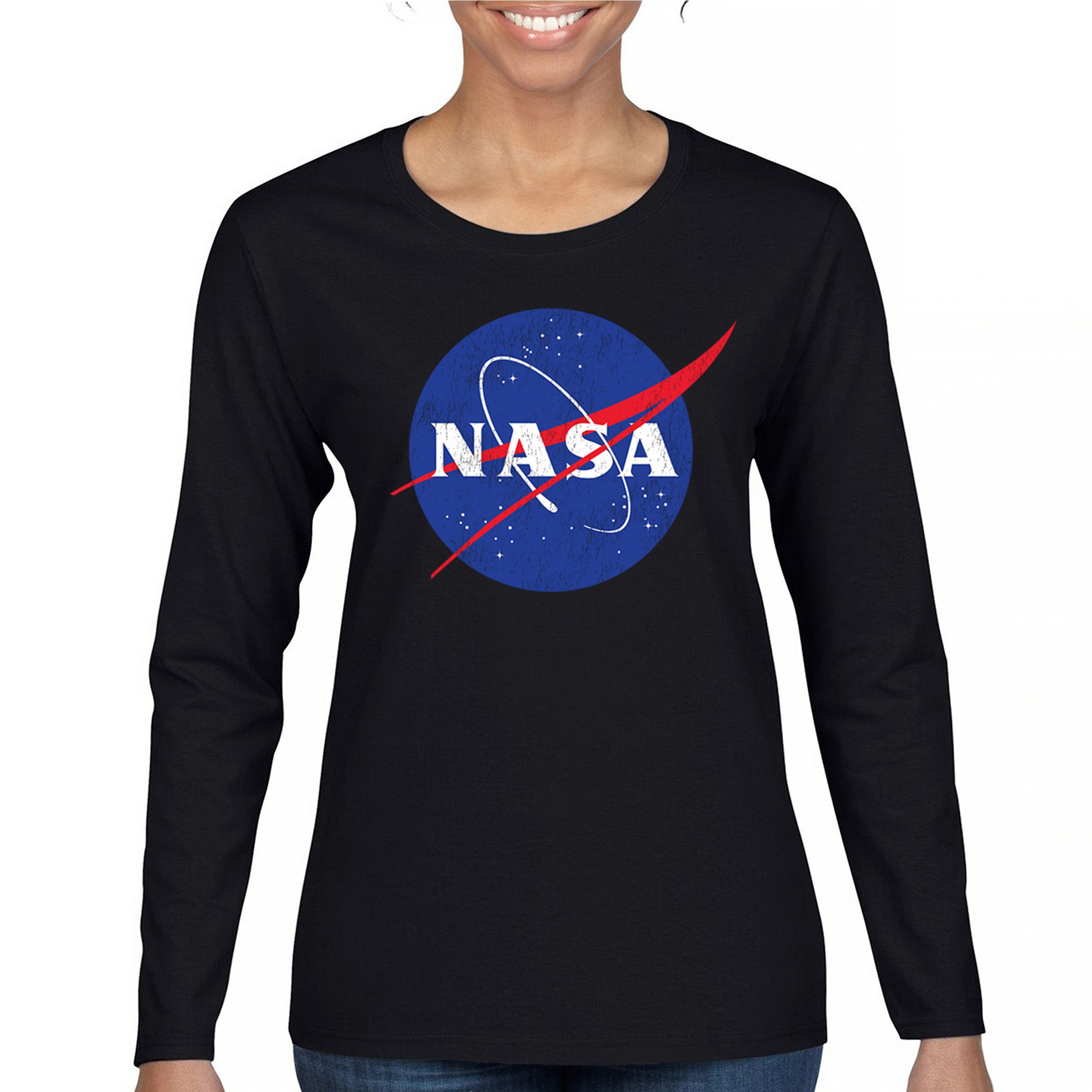 NASA Meatball Logo Women’s Long Sleeve T-shirt American Astronaut Space Stars