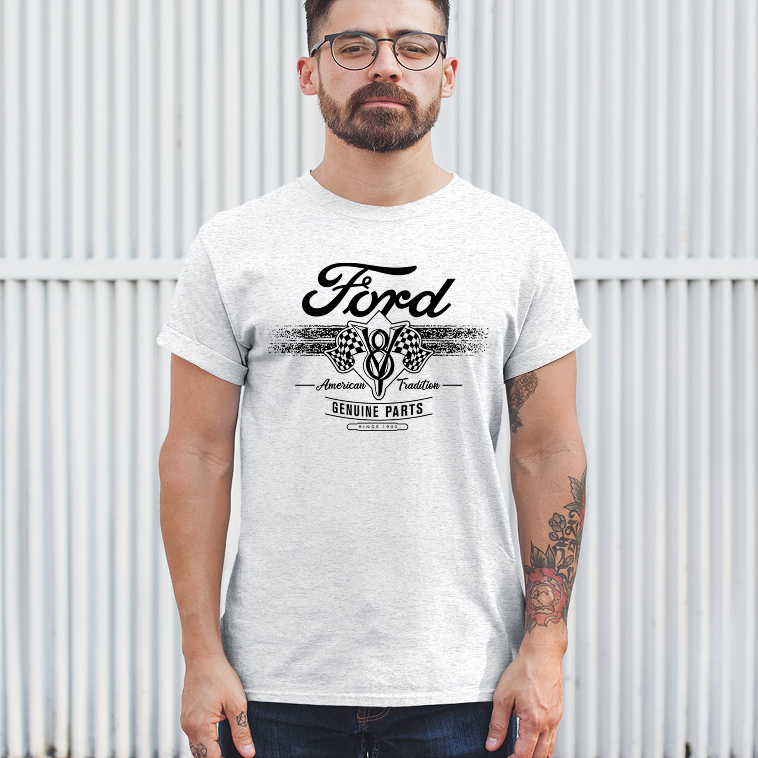 Ford V8 Originalteile T-Shirt American Racing Mustang Performance Herren Tee - Bild 47 von 78