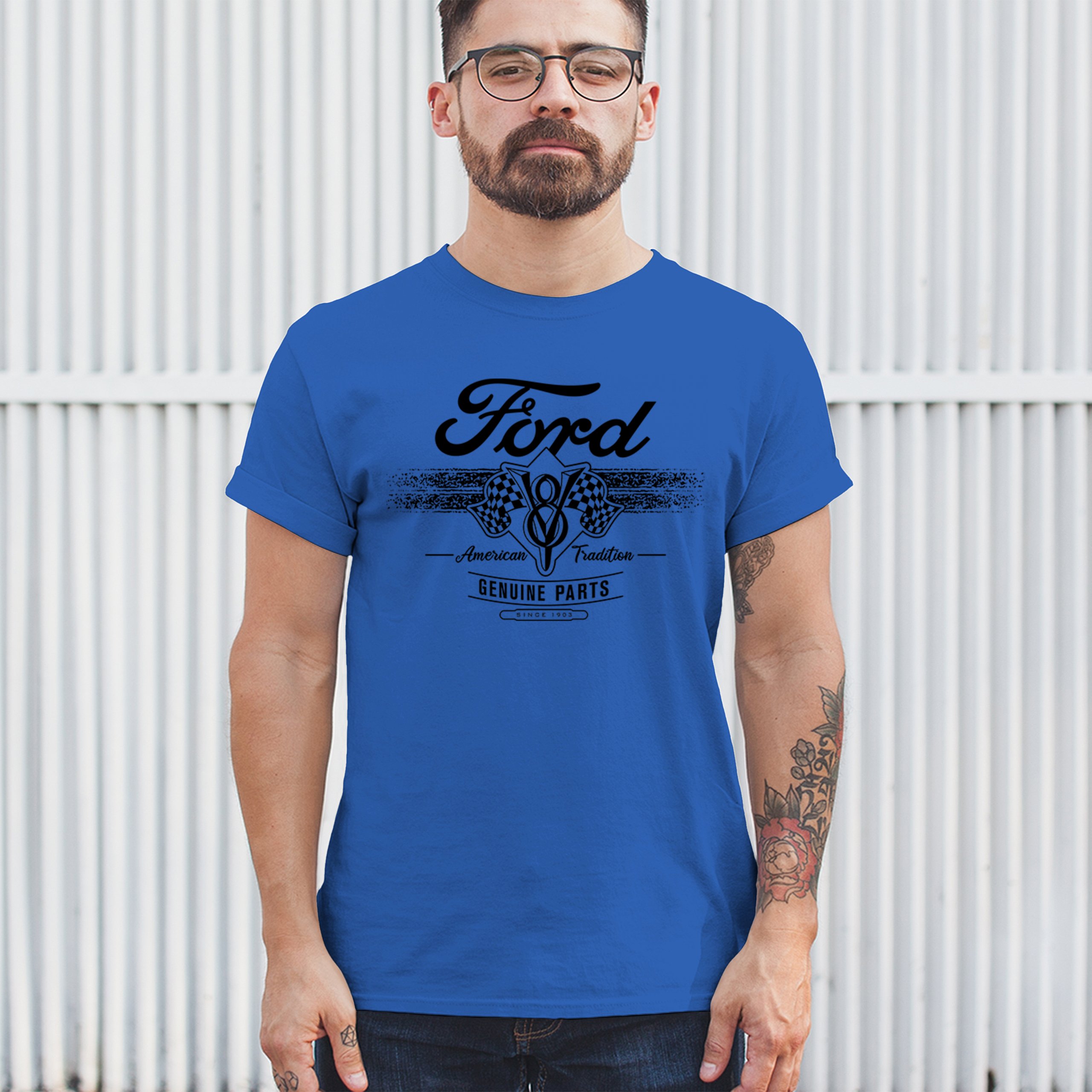 Ford V8 Originalteile T-Shirt American Racing Mustang Performance Herren Tee - Bild 68 von 78