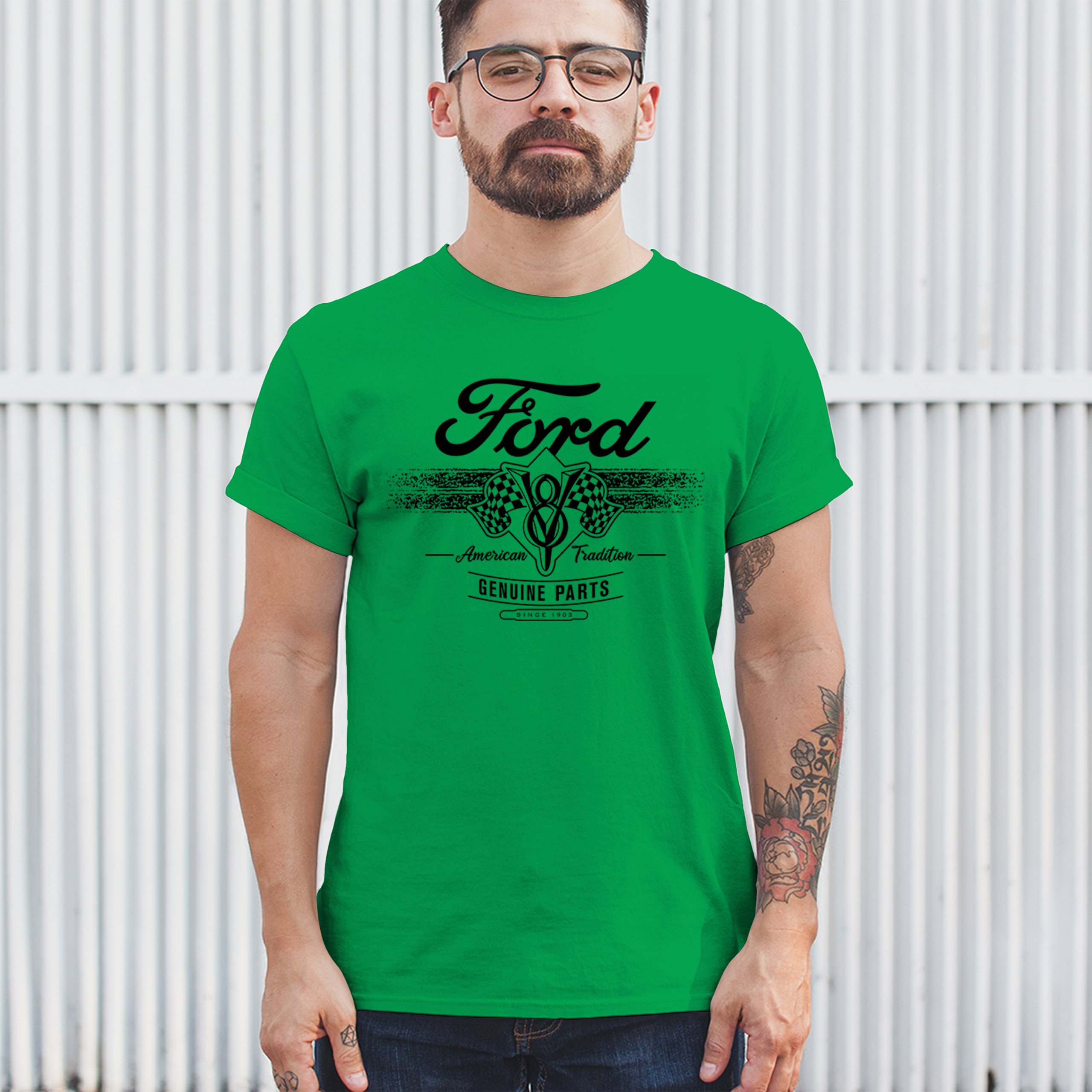 Ford V8 Originalteile T-Shirt American Racing Mustang Performance Herren Tee - Bild 40 von 78