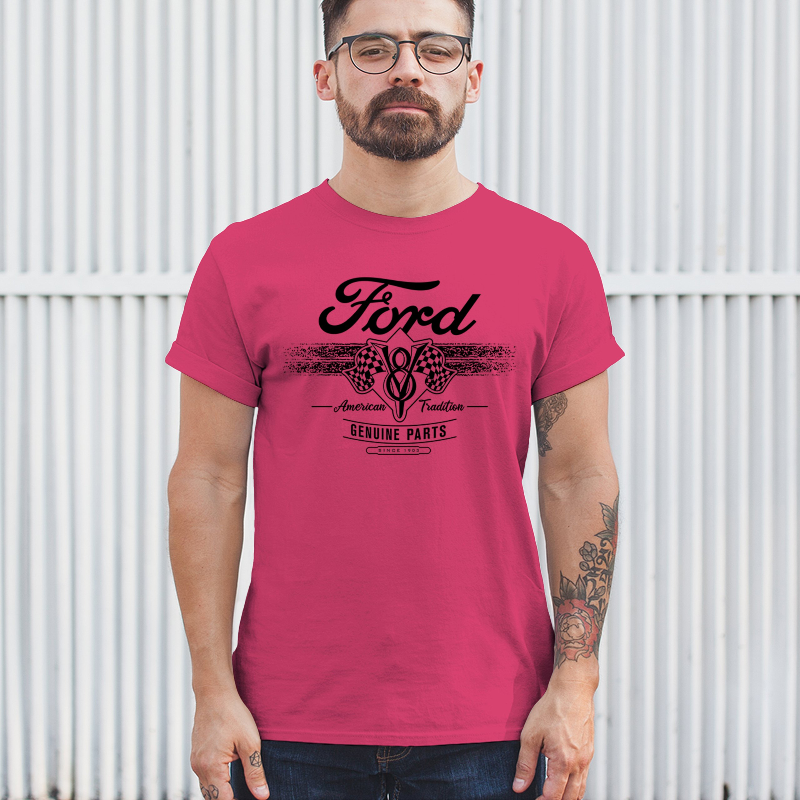 Ford V8 Originalteile T-Shirt American Racing Mustang Performance Herren Tee - Bild 19 von 78