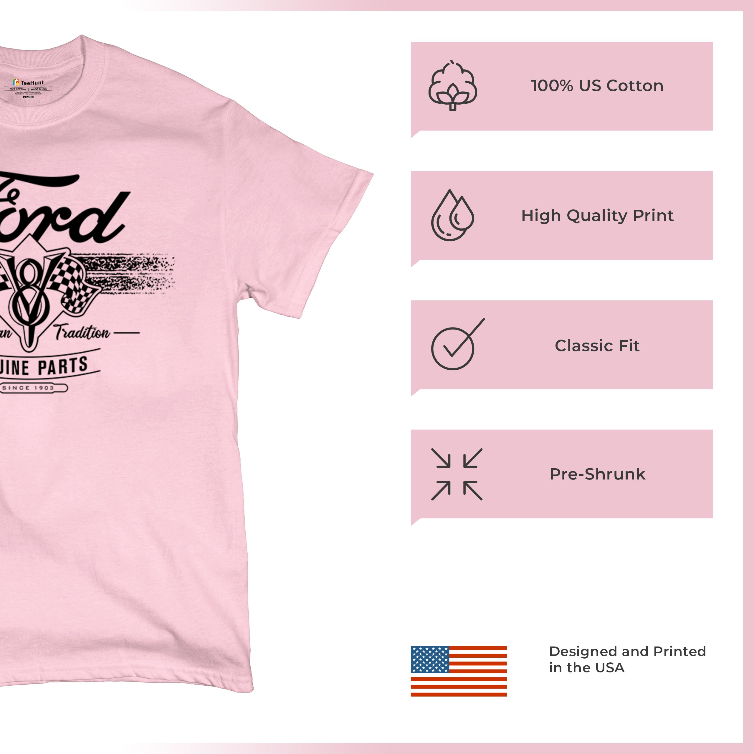 Ford V8 Originalteile T-Shirt American Racing Mustang Performance Herren Tee - Bild 56 von 78