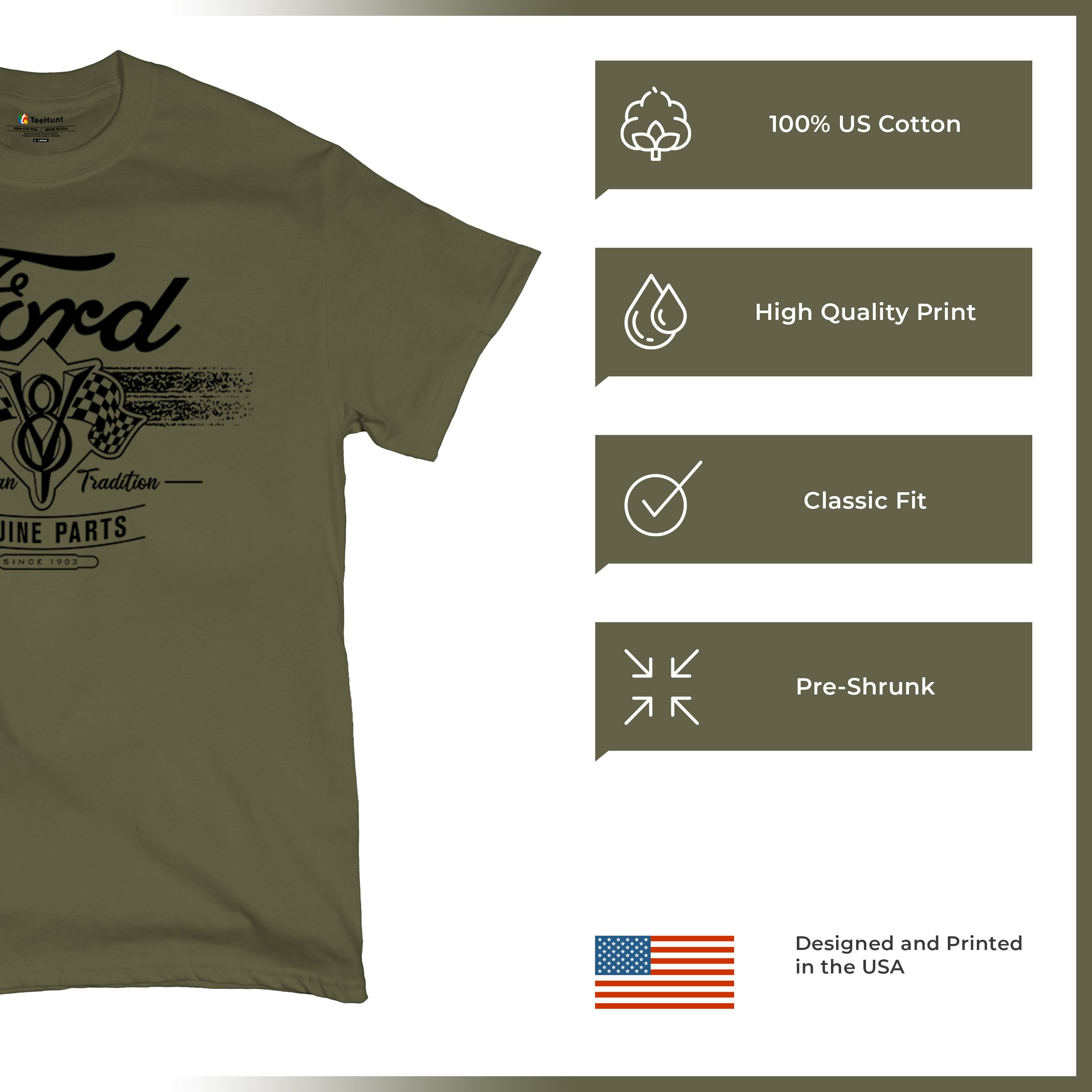 Ford V8 Originalteile T-Shirt American Racing Mustang Performance Herren Tee - Bild 63 von 78