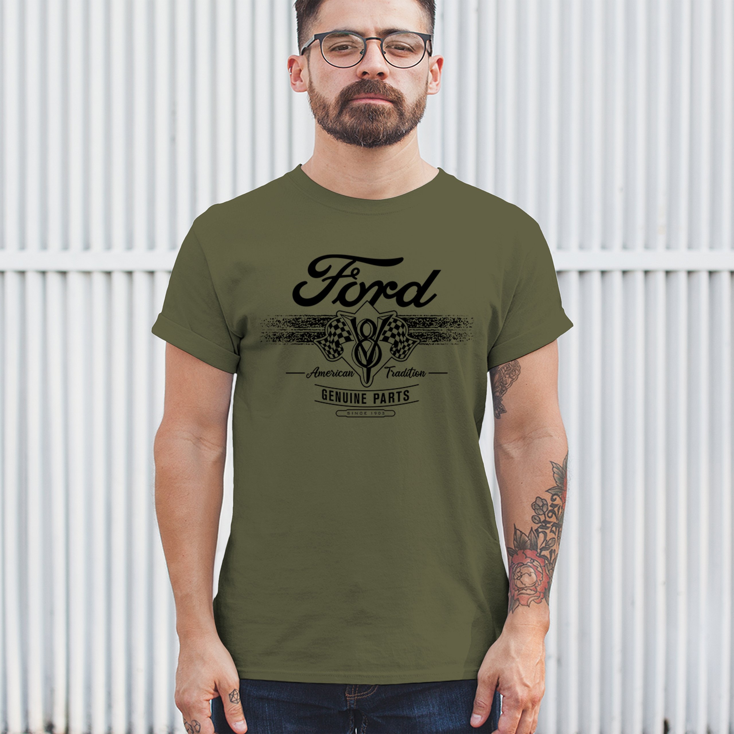 Ford V8 Originalteile T-Shirt American Racing Mustang Performance Herren Tee - Bild 61 von 78