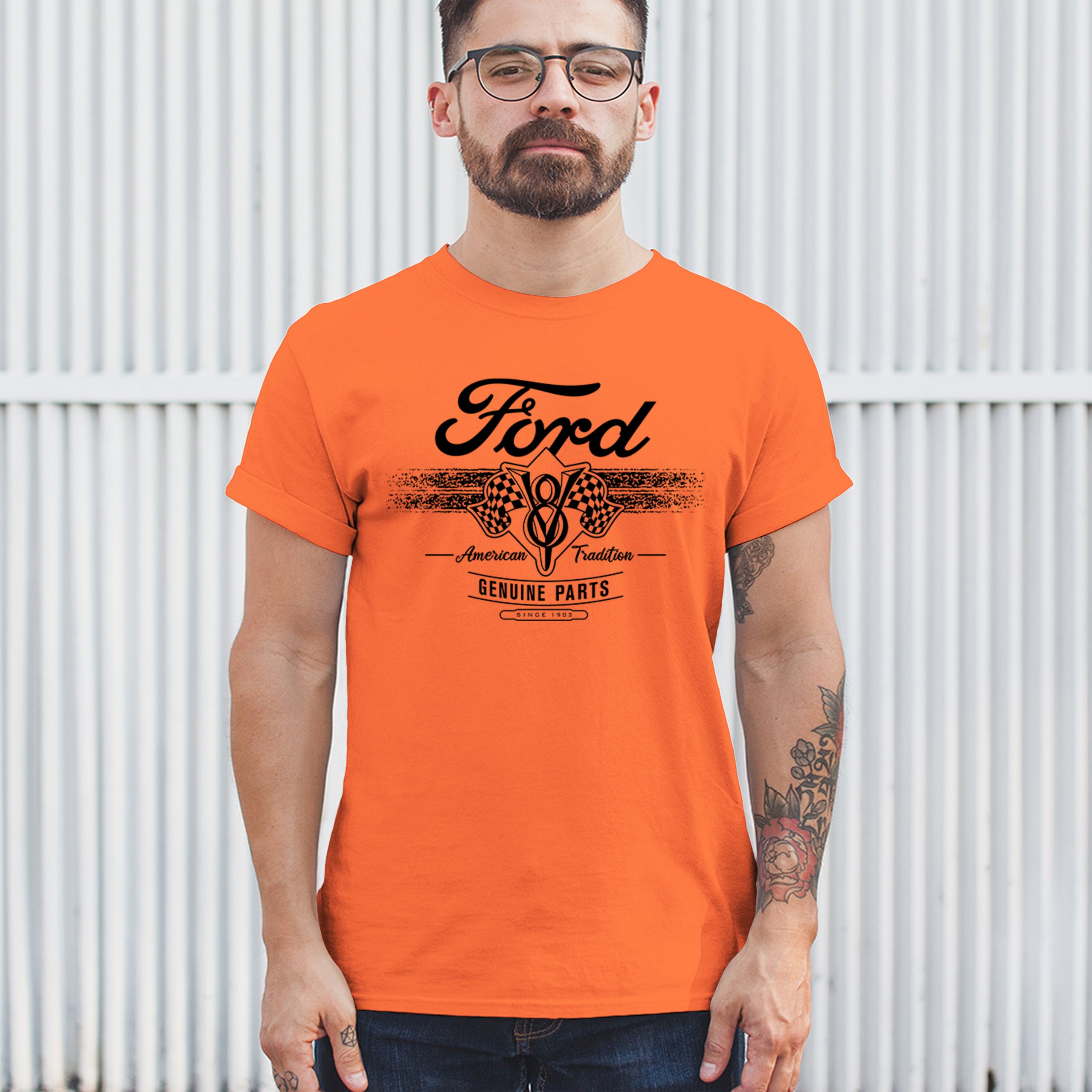 Ford V8 Originalteile T-Shirt American Racing Mustang Performance Herren Tee - Bild 12 von 78