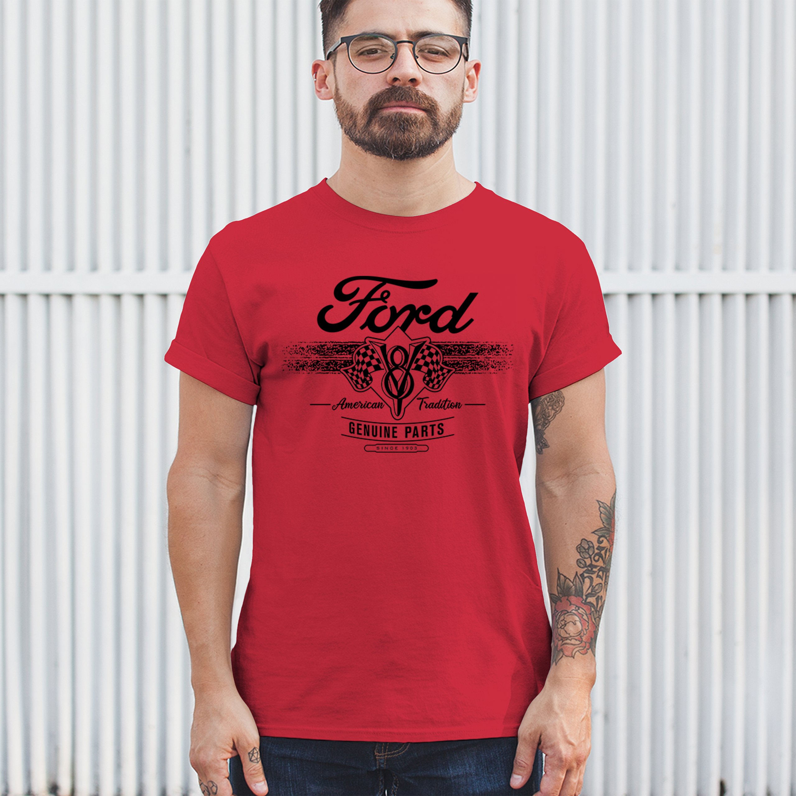 Ford V8 Originalteile T-Shirt American Racing Mustang Performance Herren Tee - Bild 26 von 78