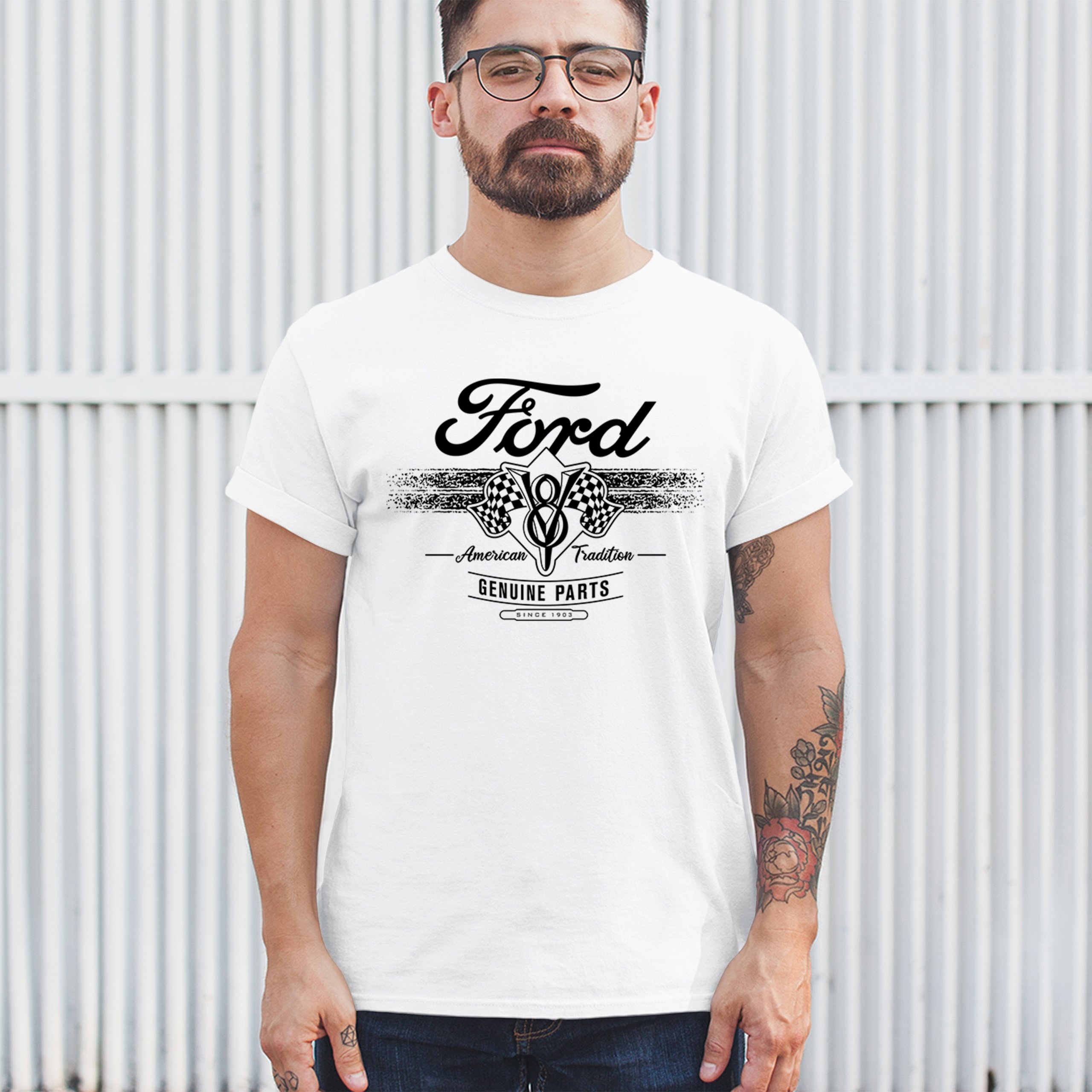 Ford V8 Originalteile T-Shirt American Racing Mustang Performance Herren Tee - Bild 33 von 78