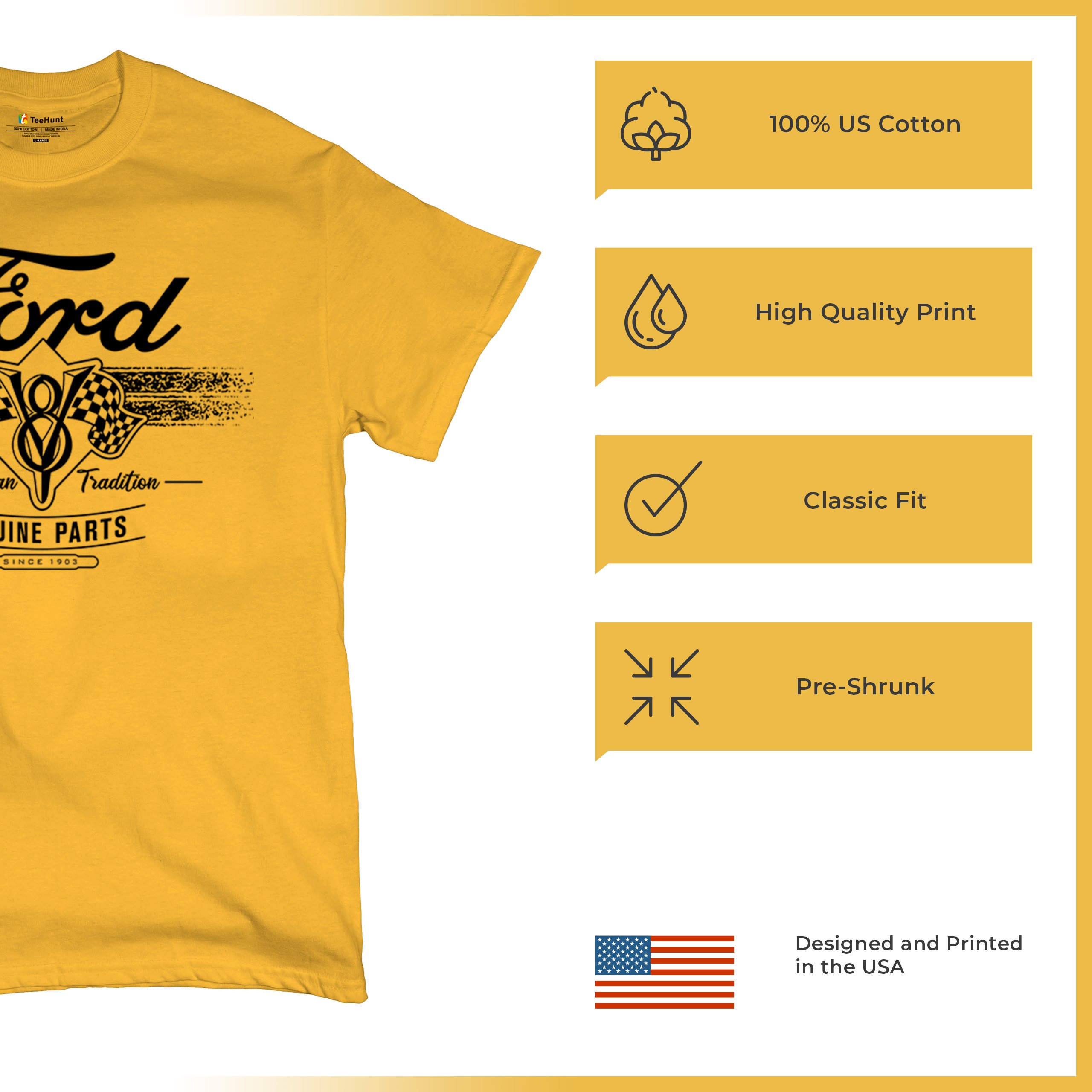Ford V8 Originalteile T-Shirt American Racing Mustang Performance Herren Tee - Bild 77 von 78