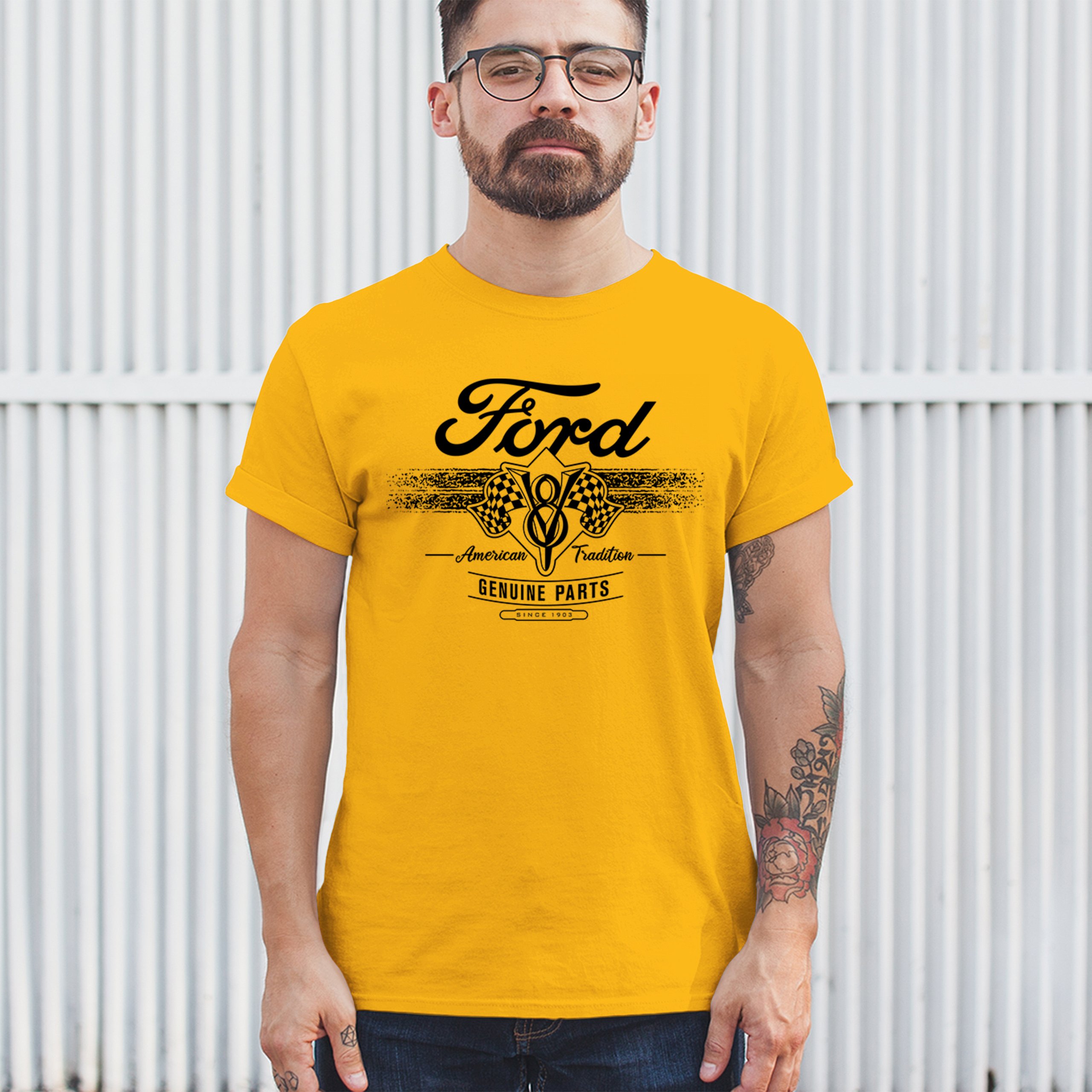 Ford V8 Originalteile T-Shirt American Racing Mustang Performance Herren Tee - Bild 75 von 78
