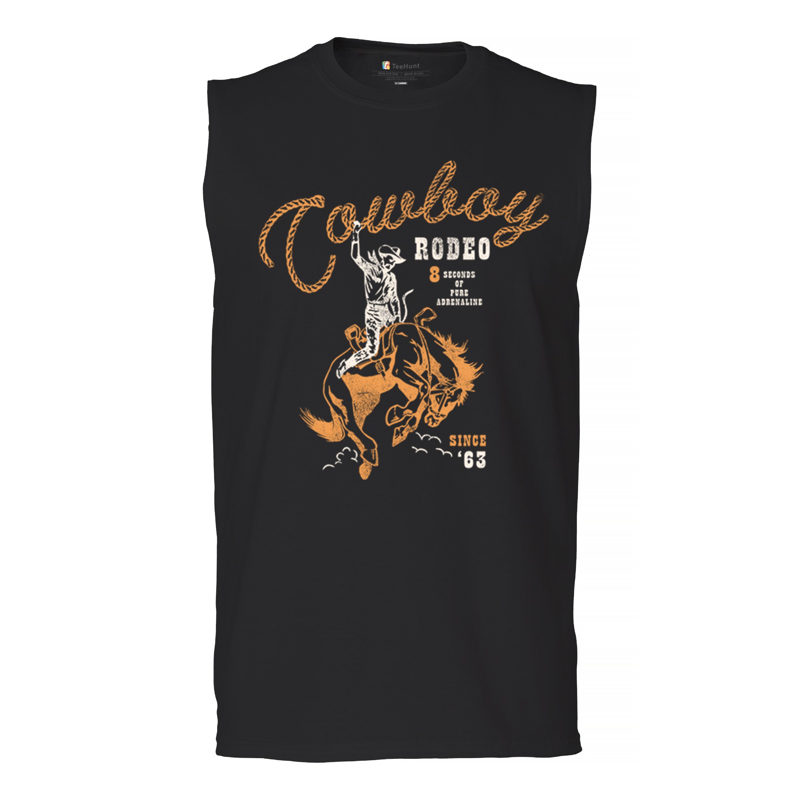 Vintage Cowboy Rodeo Men’s Muscle Shirt Bucking Bronco Rider Country Life