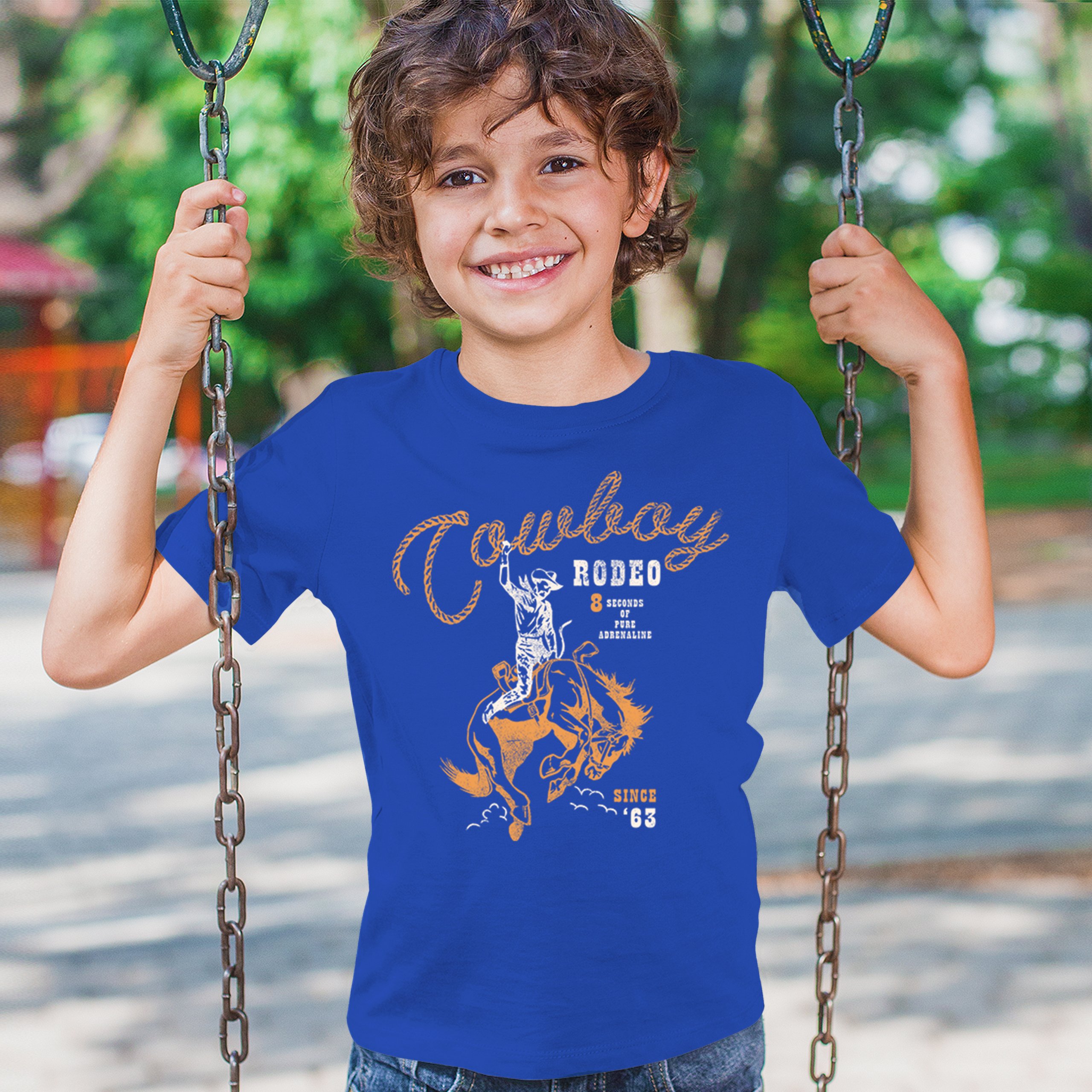Vintage Cowboy Rodeo Youth T-shirt Bucking Bronco Rider Country Life Kids - Picture 26 of 36