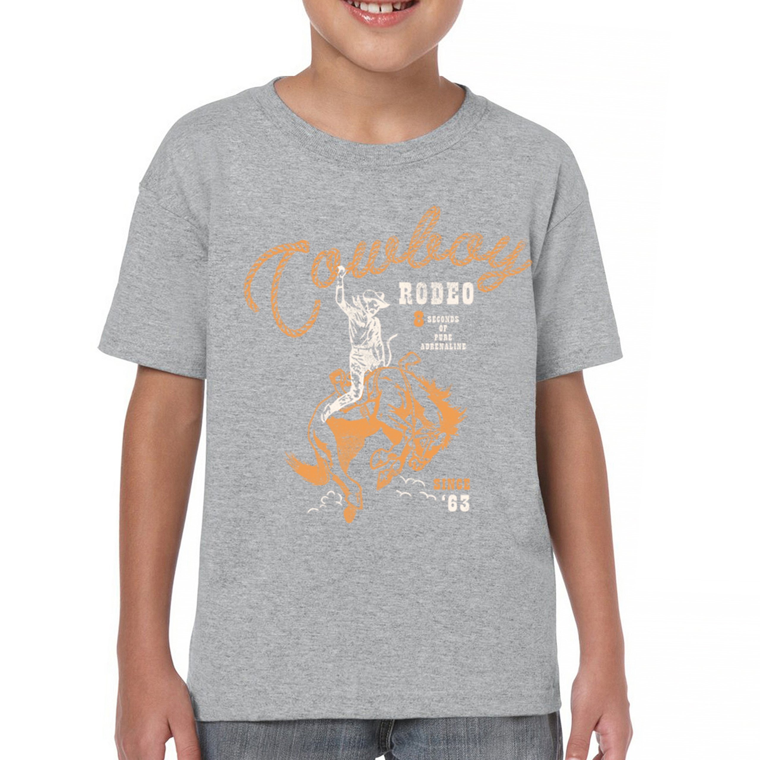 Vintage Cowboy Rodeo Youth T-shirt Bucking Bronco Rider Country Life Kids - Picture 9 of 36