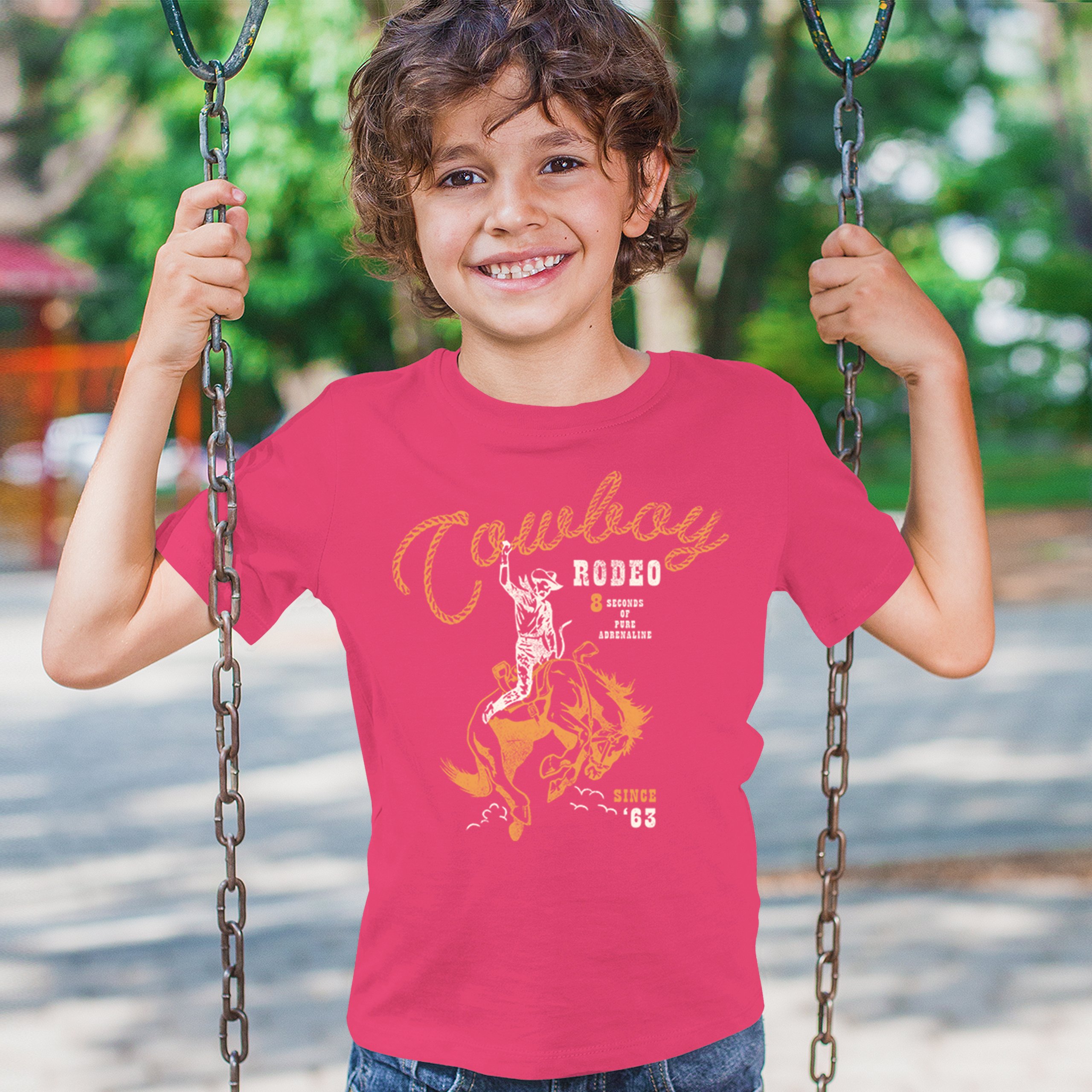 Vintage Cowboy Rodeo Youth T-shirt Bucking Bronco Rider Country Life Kids - Picture 33 of 36