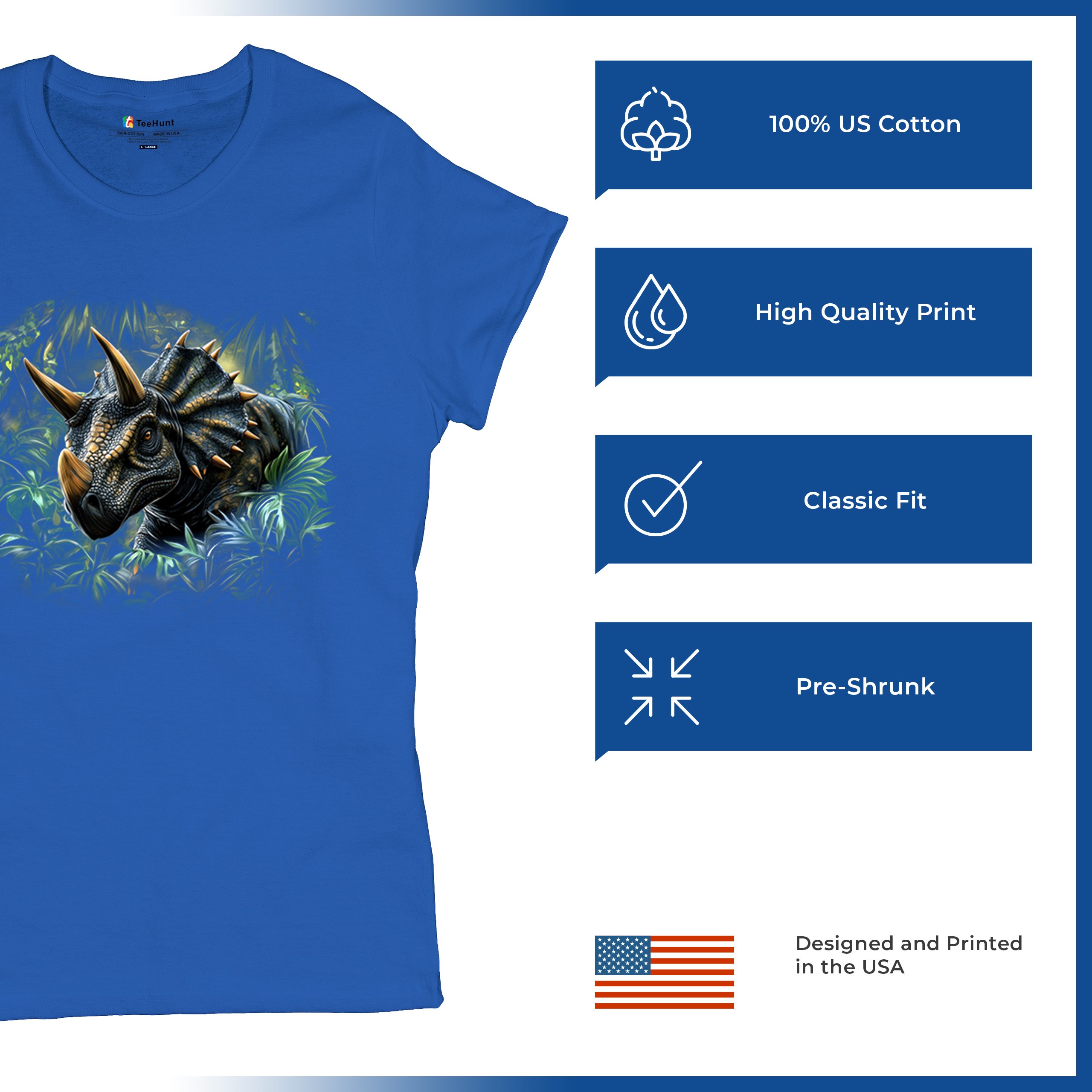 Triceratops Jungle T-Shirt Dinosaur Dino Jurassic Era Prehistoric Women's Tee - Picture 35 of 50